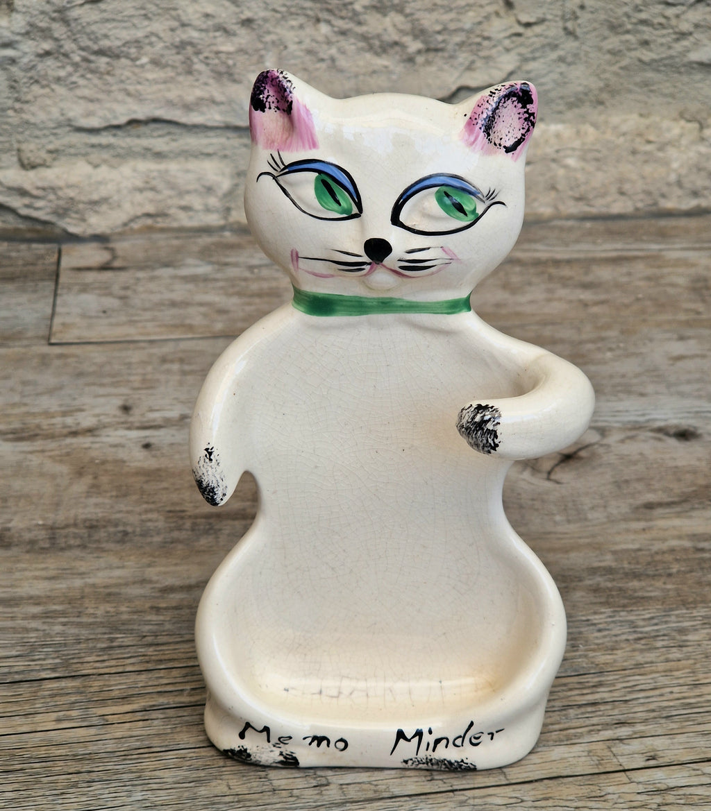 Cat Memo Minder Notepad Holder Midcentury Ceramic Stylised Cat Howard Holt Style