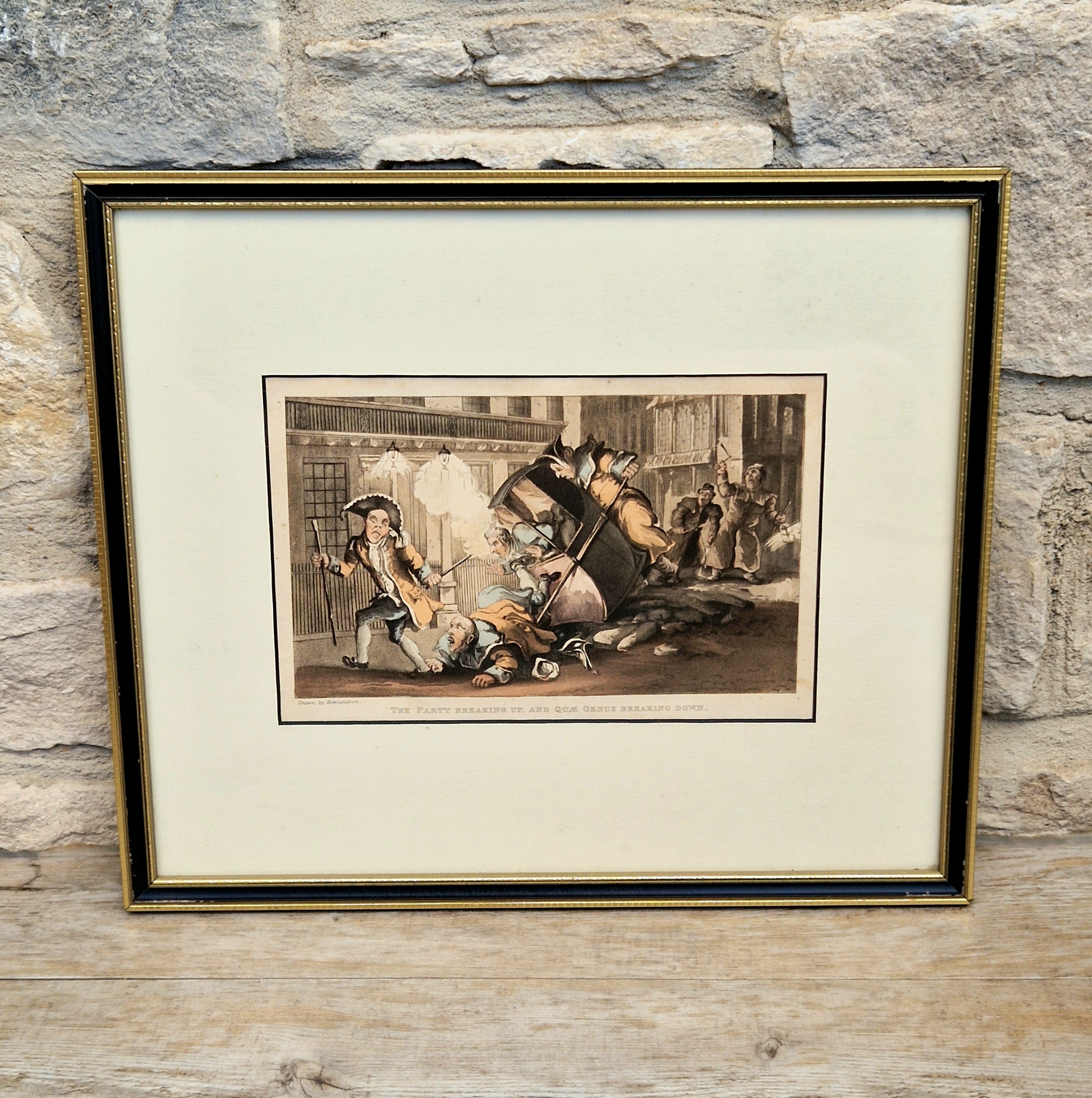 Thomas Rowlandson Lithograph Print 'The Party Breaking Up, And Quae Genus Breaking Down' Framed Wall Art