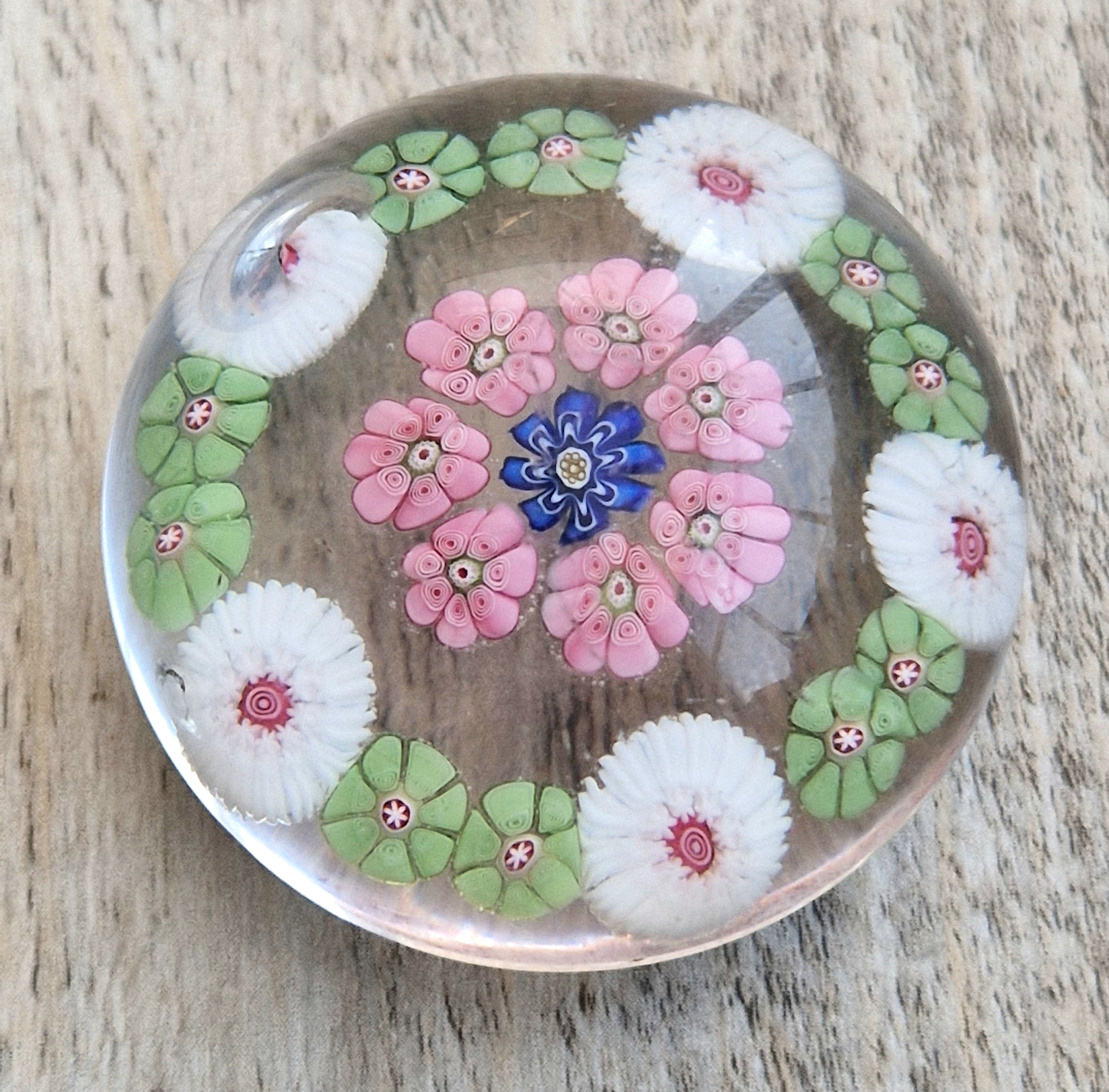 Antique Clichy Miniature Spaced Millefiori Glass Paperweight – c.1850 – 4.6cm Bruised