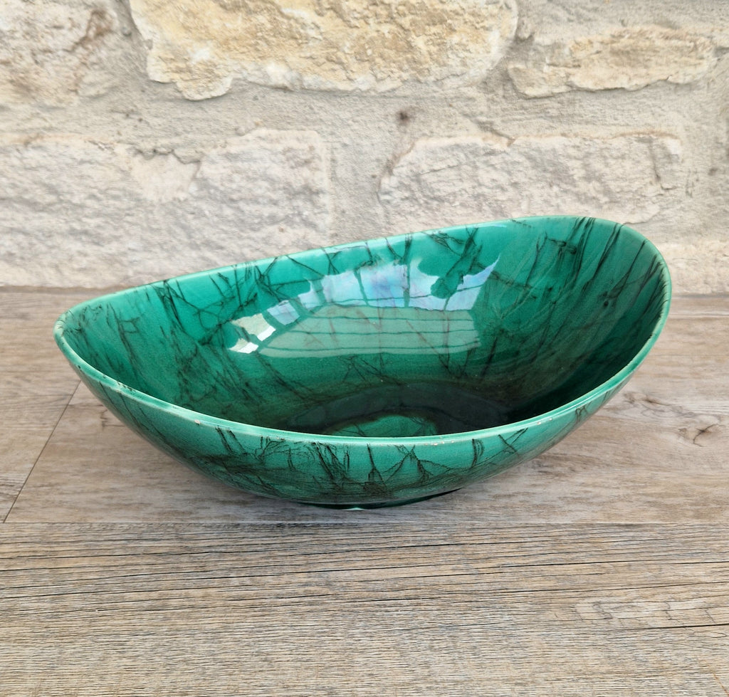 Very Rare Antique 1883 Wedgwood Malachite Glaze Large Centrepiece Fruitbowl 32cm x 22cm