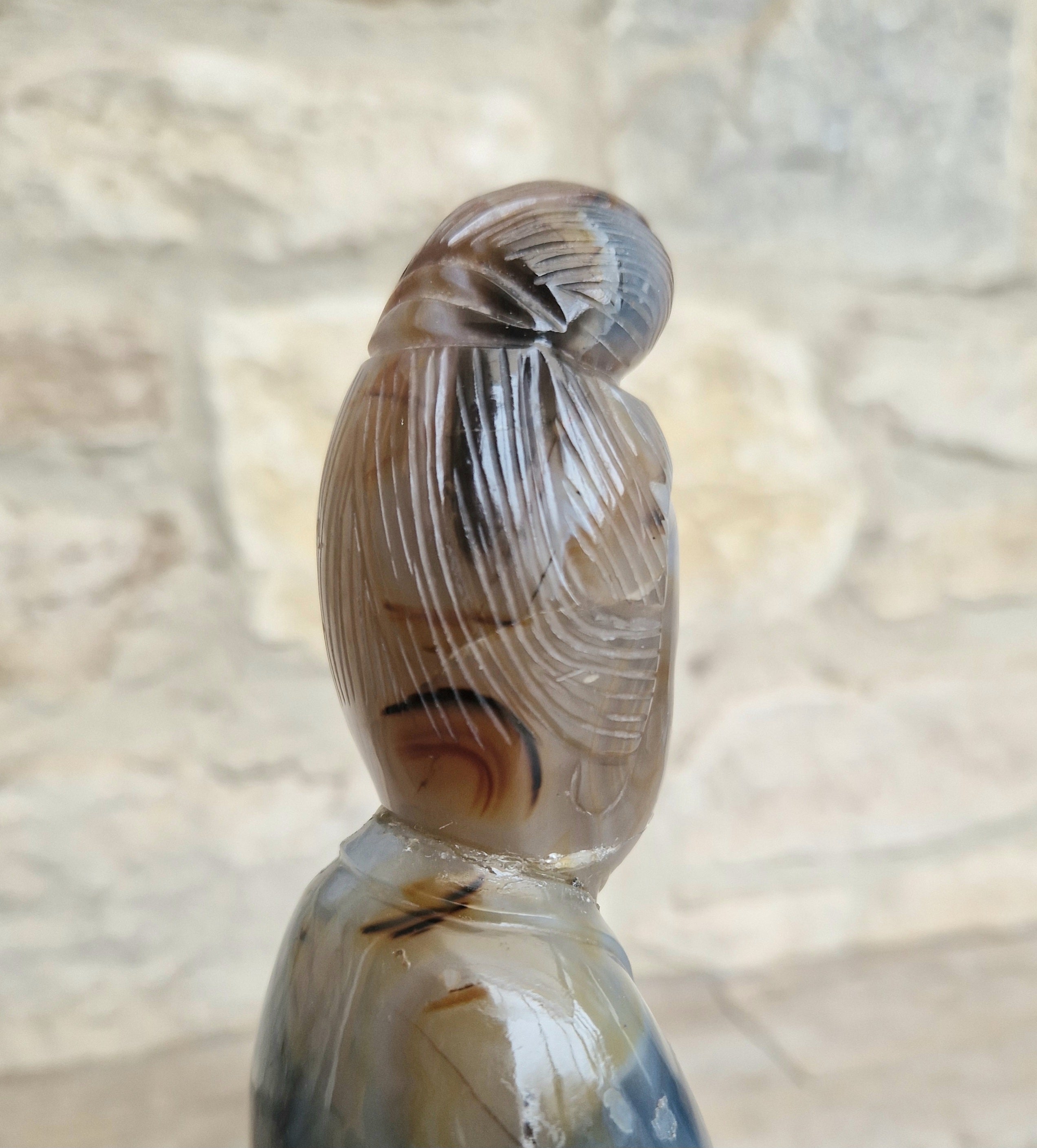 Antique Carved Chinese Agate Figure Kuan Yin Bodhisattva of Compassion *Repair