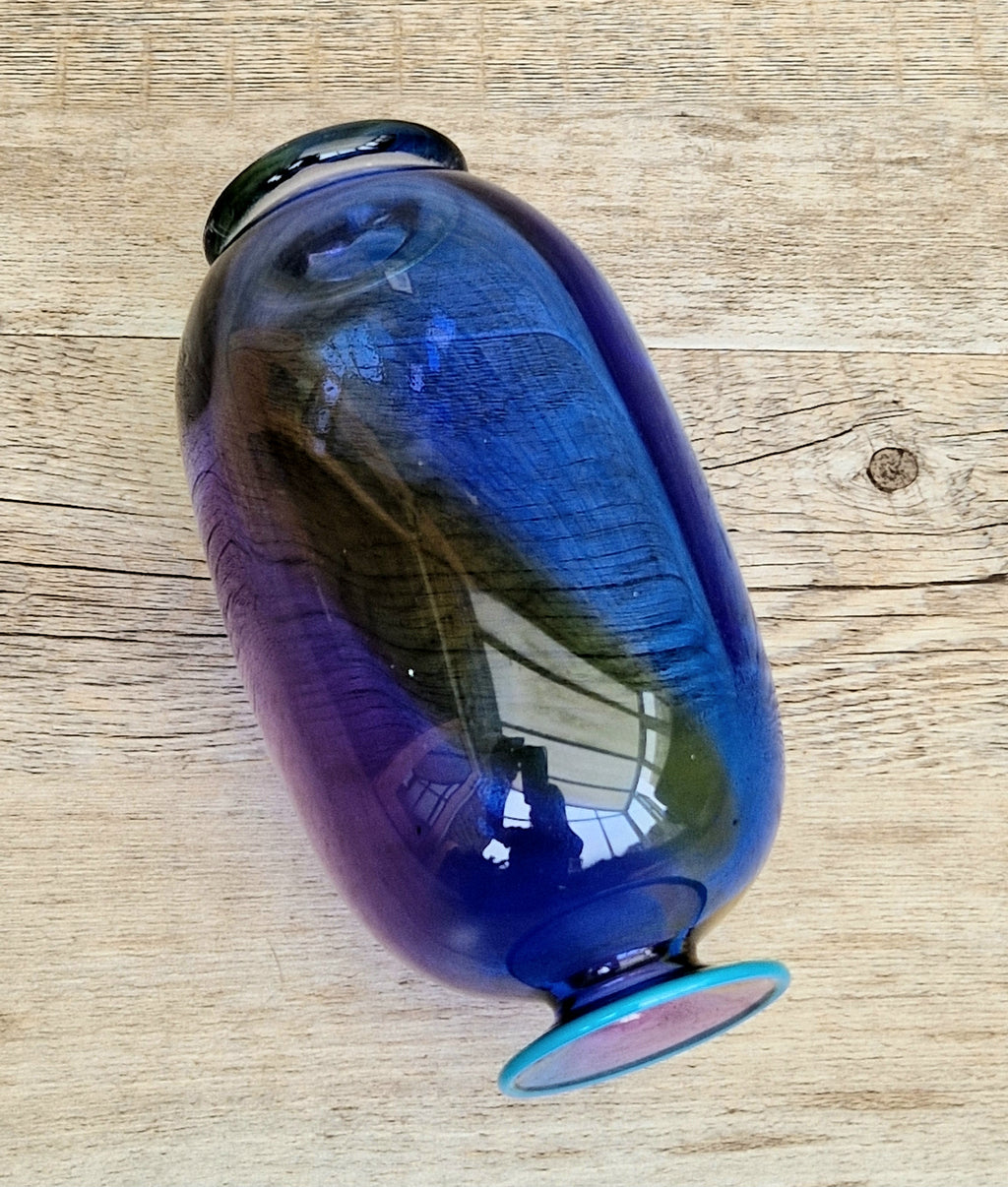 Transjö Hytta Swedish Art Glass Rainbow Vase WRC Signature Ann Wolff, Jan-Erik Ritzman and Sven-Åke Carlsson Vintage Mid Century Piece 6"