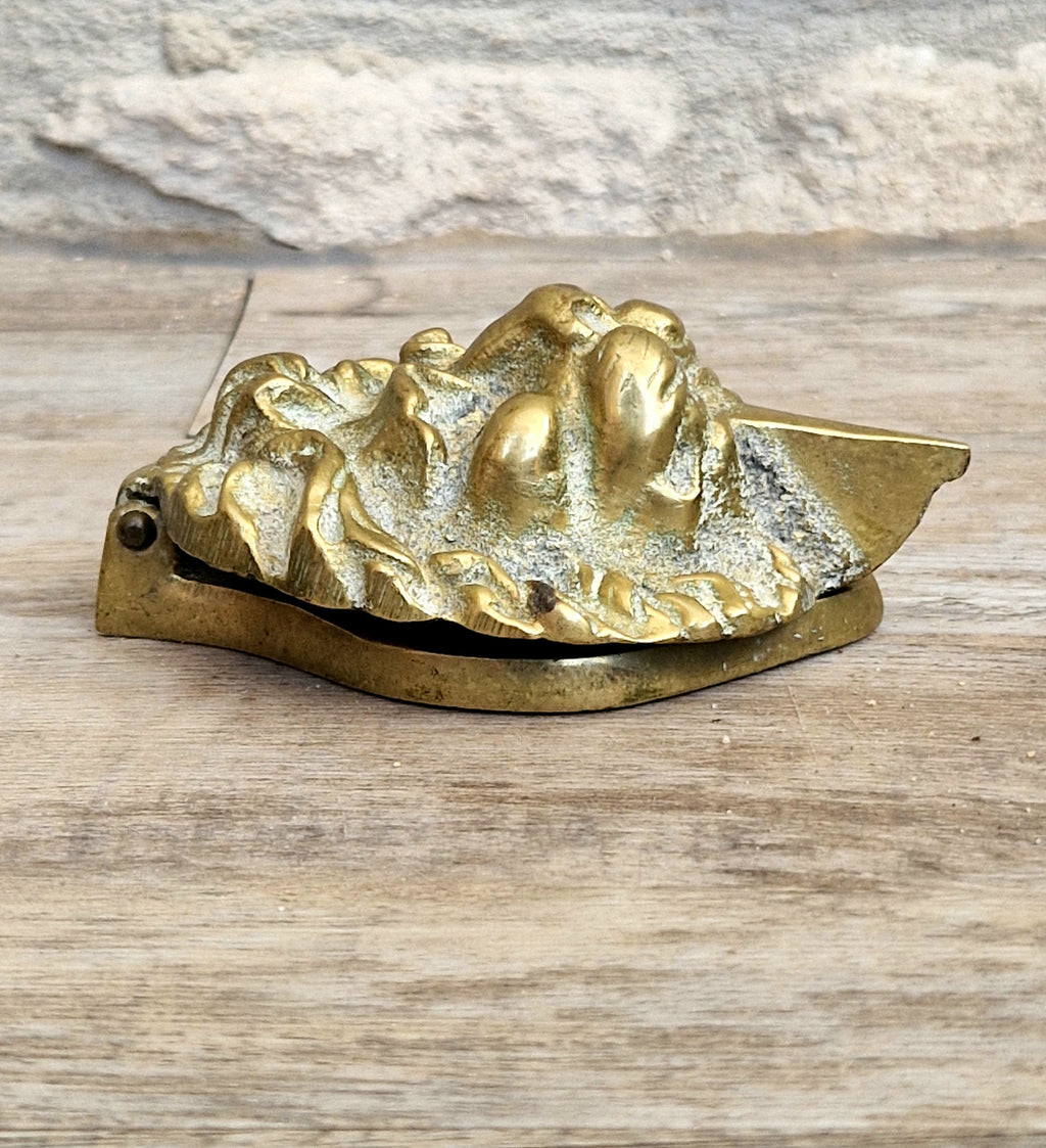 Heavy Cast Brass Small Lion Head Mask Classical Door Knocker 10cm Vintage Decor