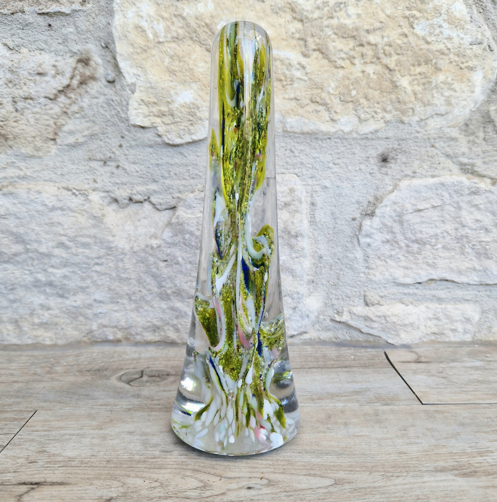 Devil's Fire Tower Green Art Glass Obelisk Paperweight 18.4cm 19th Century