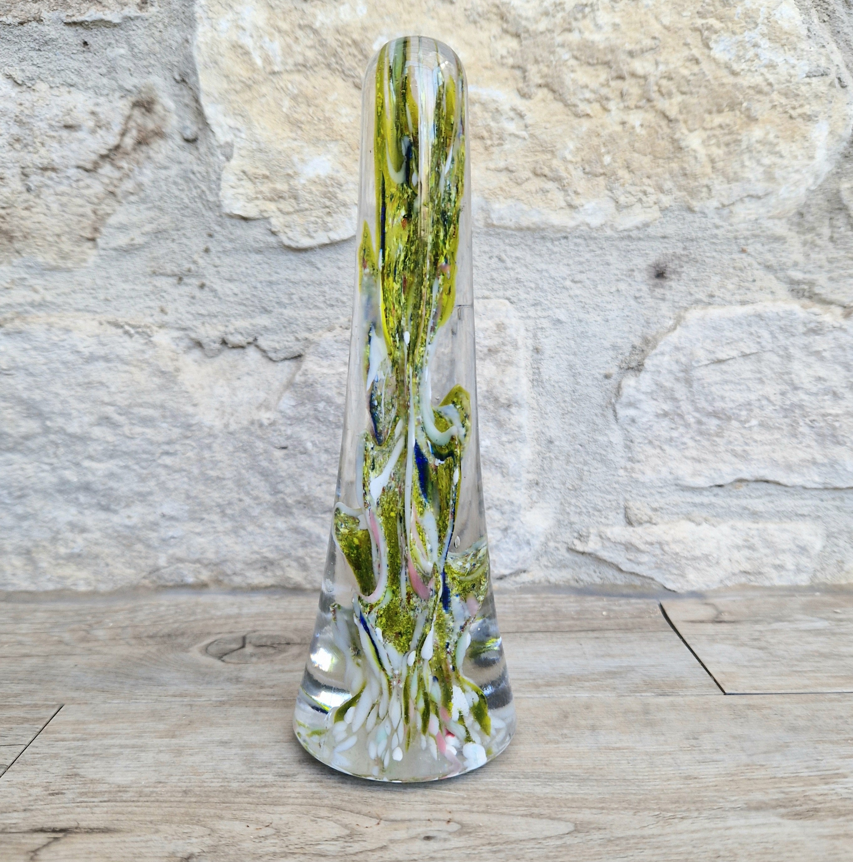 Devil's Fire Tower Green Art Glass Obelisk Paperweight 18.4cm 19th Century