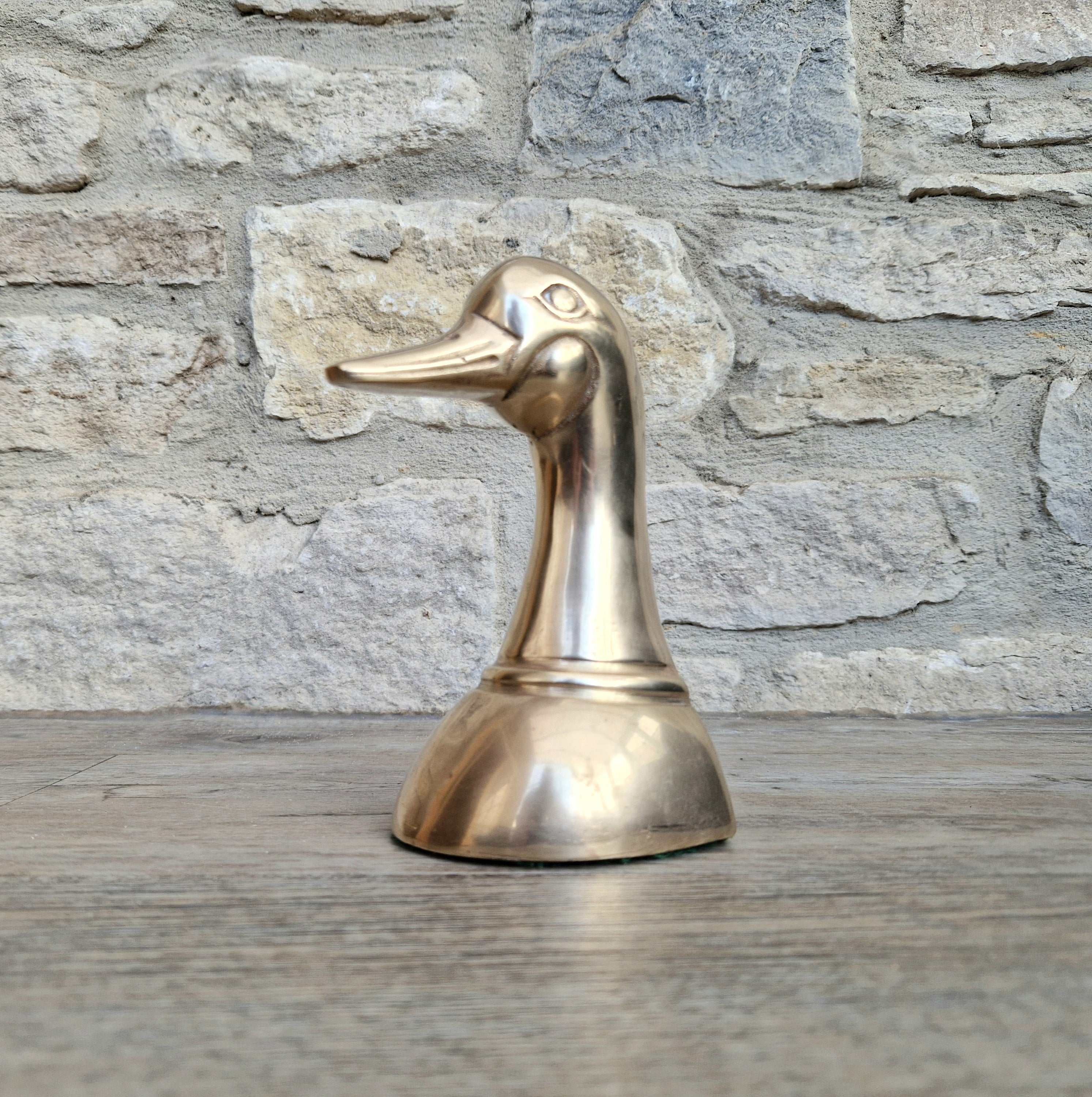 1950s Brass Duck Head Figurine Single Brass Duck Bookend Ornament