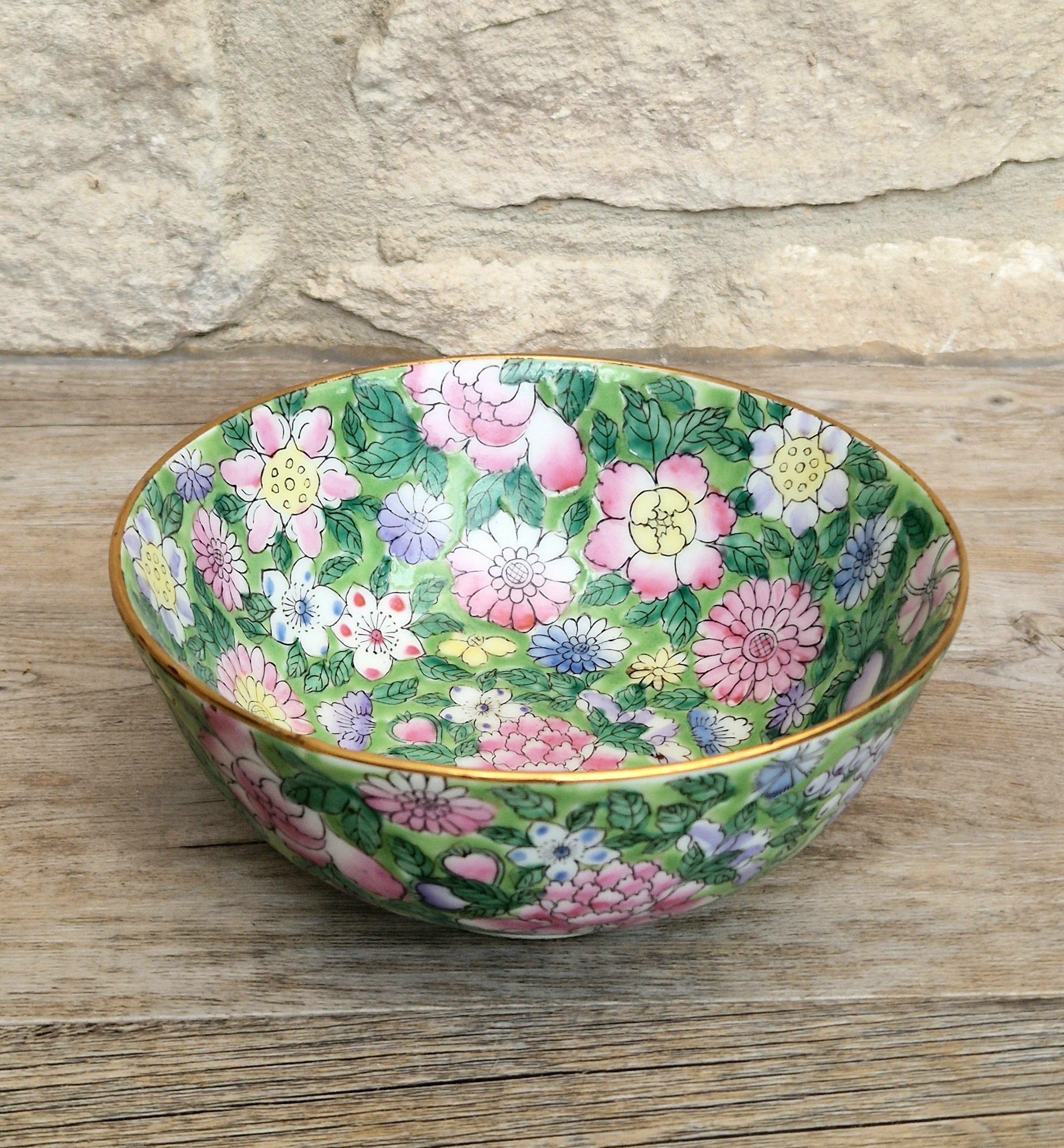 Chinese Republic Period 'Mille Fleur' Porcelain Bowl All-Over Hand-Painted Famille Rose 6" Decorative Bowl