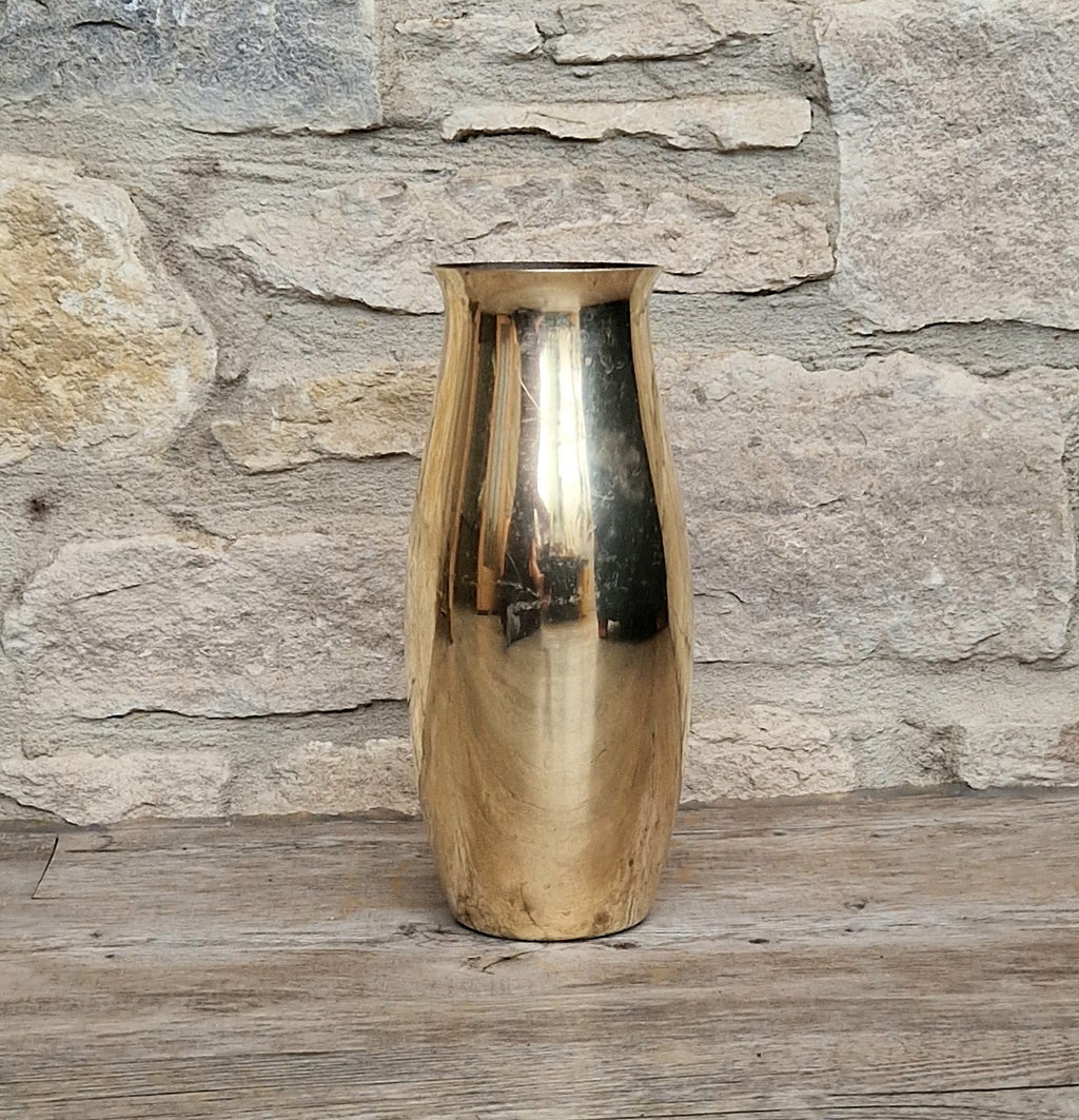Art Deco Heavy Brass Baluster Vase Weighted Base Antique Brass Decor