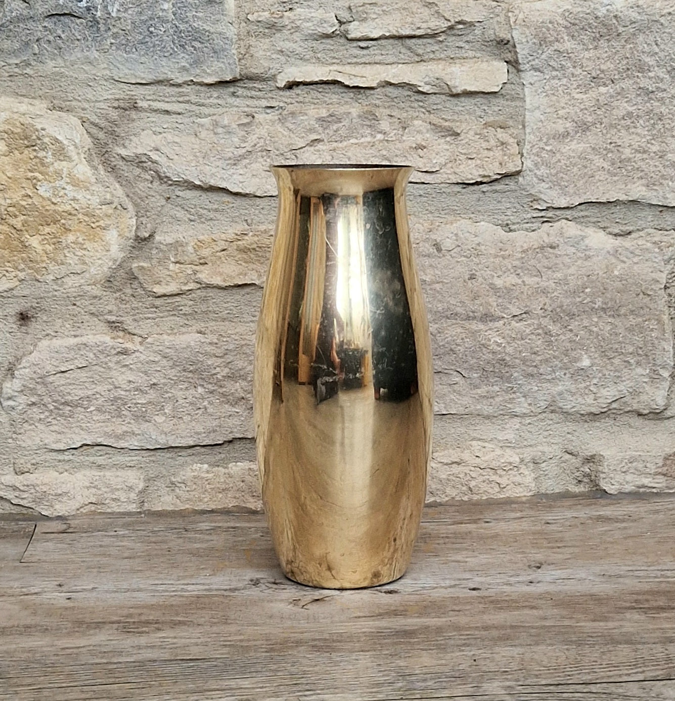 Art Deco Heavy Brass Baluster Vase Weighted Base Antique Brass Decor