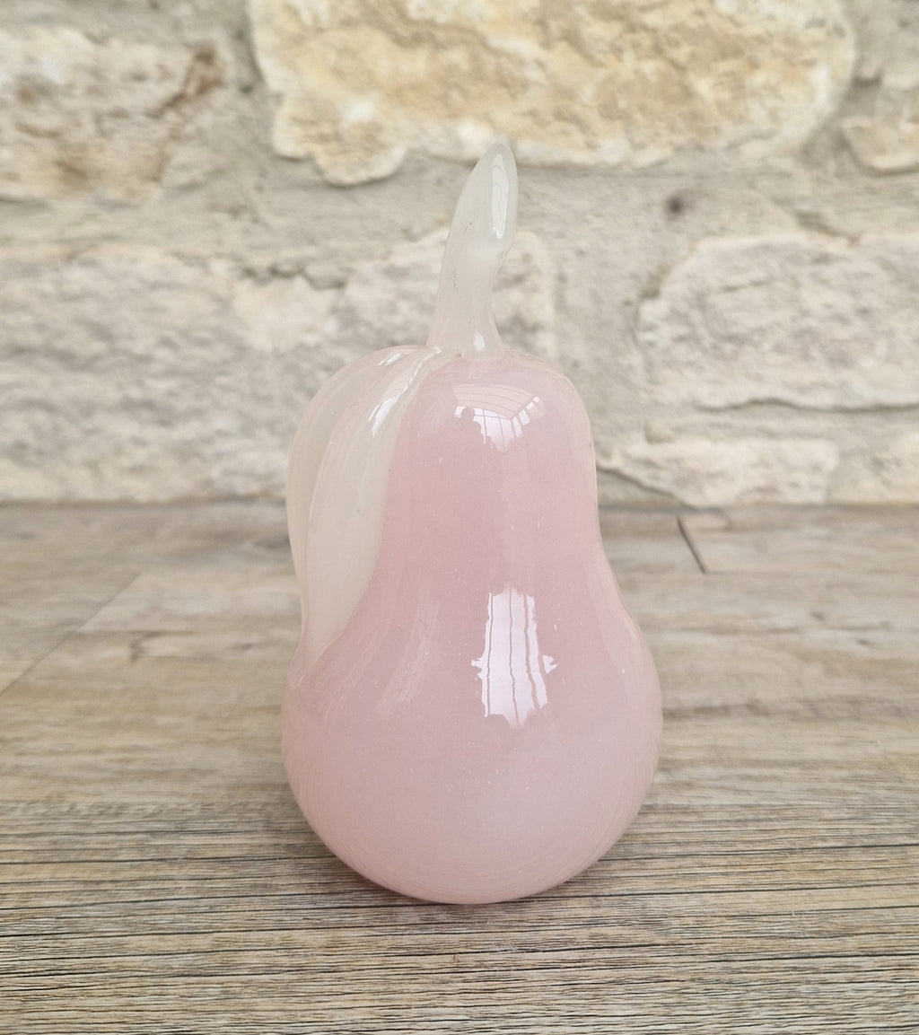 Pink Murano Glass Pear Ornament Archimede Seguso Alabastro Opaline 1950's Vintage Rare