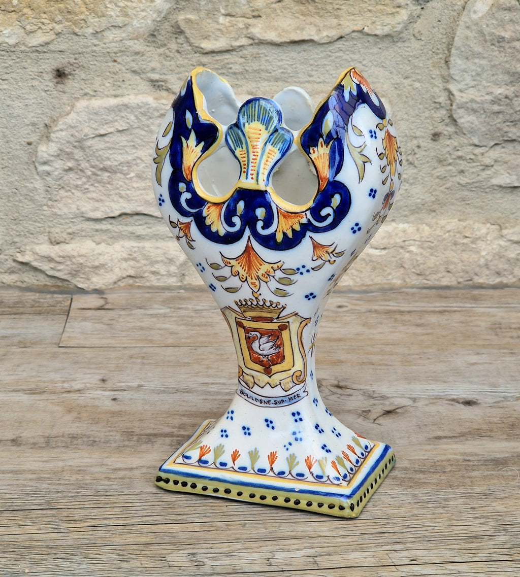 Geo Martel Faience Tulip Vase: Boulogne Sur Mer Art Nouveau Ceramic