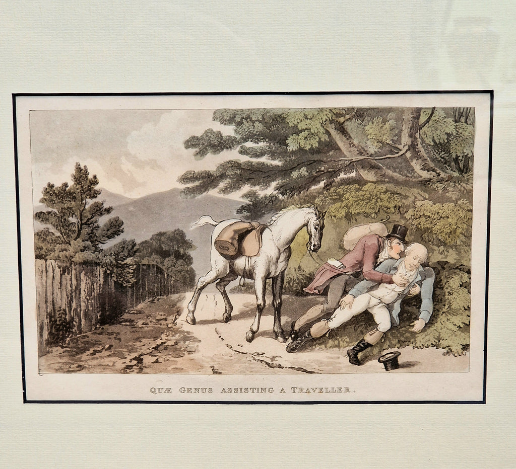 Thomas Rowlandson Lithograph Print 'Quae Genus Assisting A Traveller' Framed Wall Art