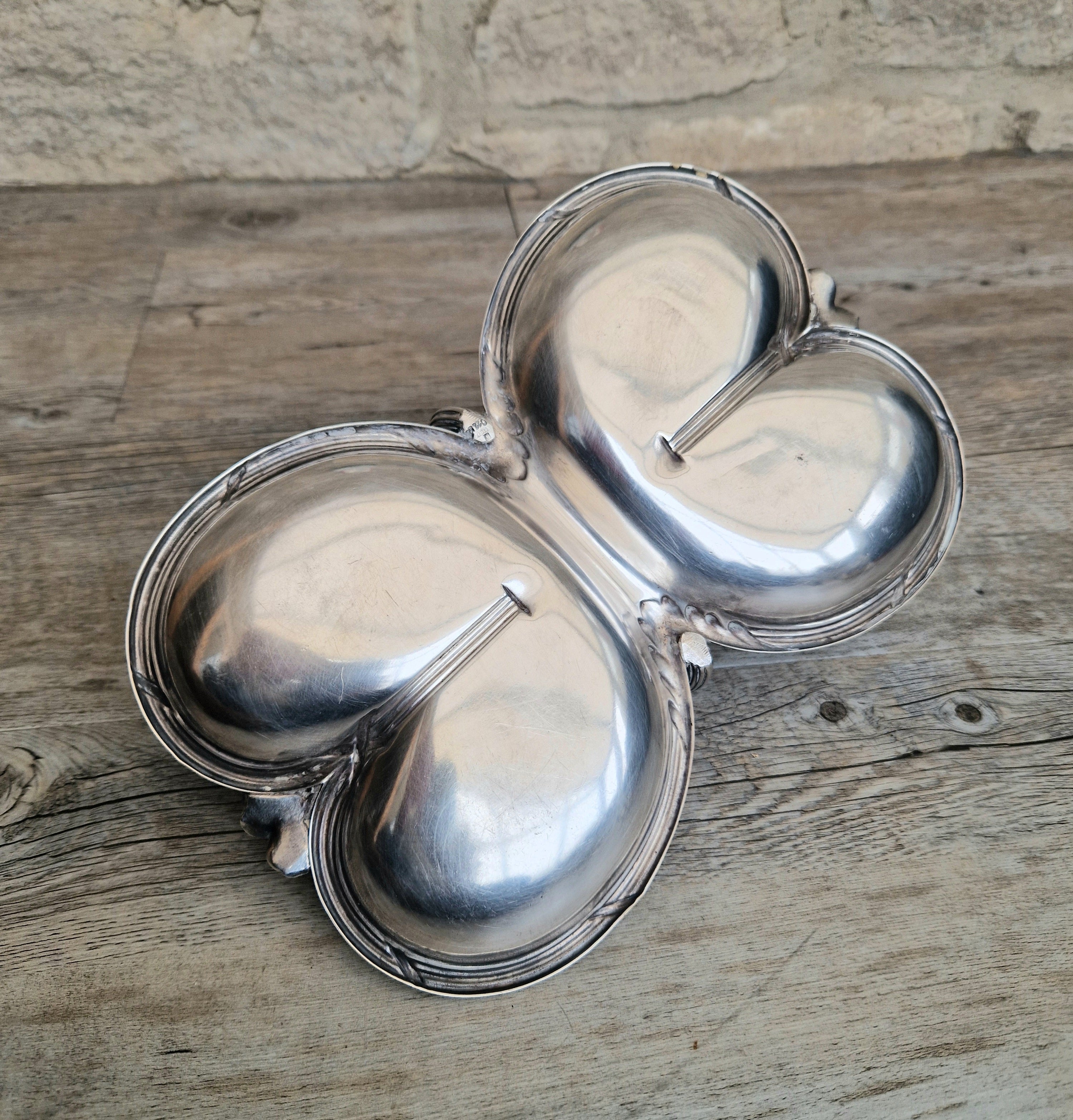 Antique Tray Christofle Gallia Silver Plated Handled Serving Tray Art nouveau Rose Design Made in France
