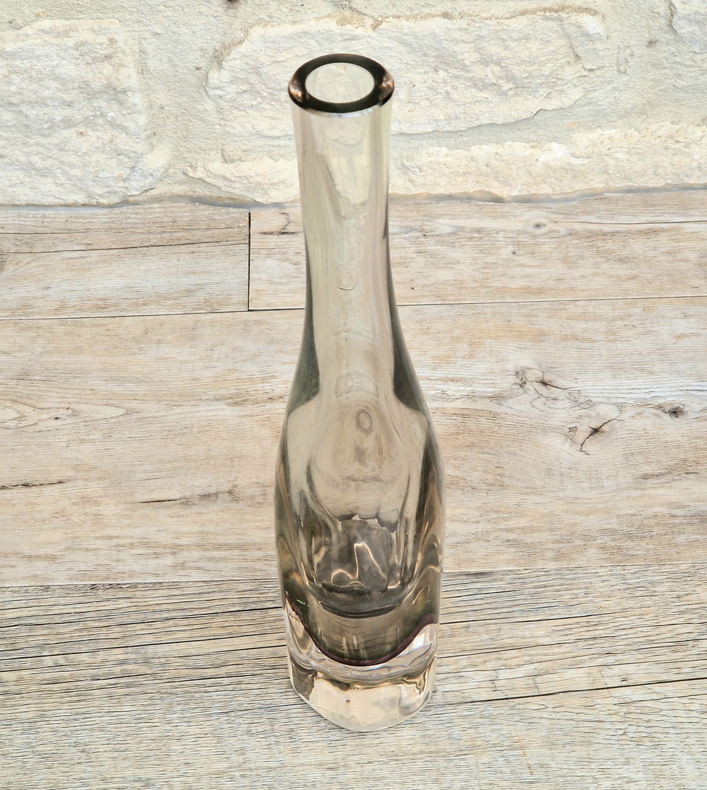 Rare Mid Century Heavy Hand Blown Triple Sommerso Art Glass Bottle Vase 31cm