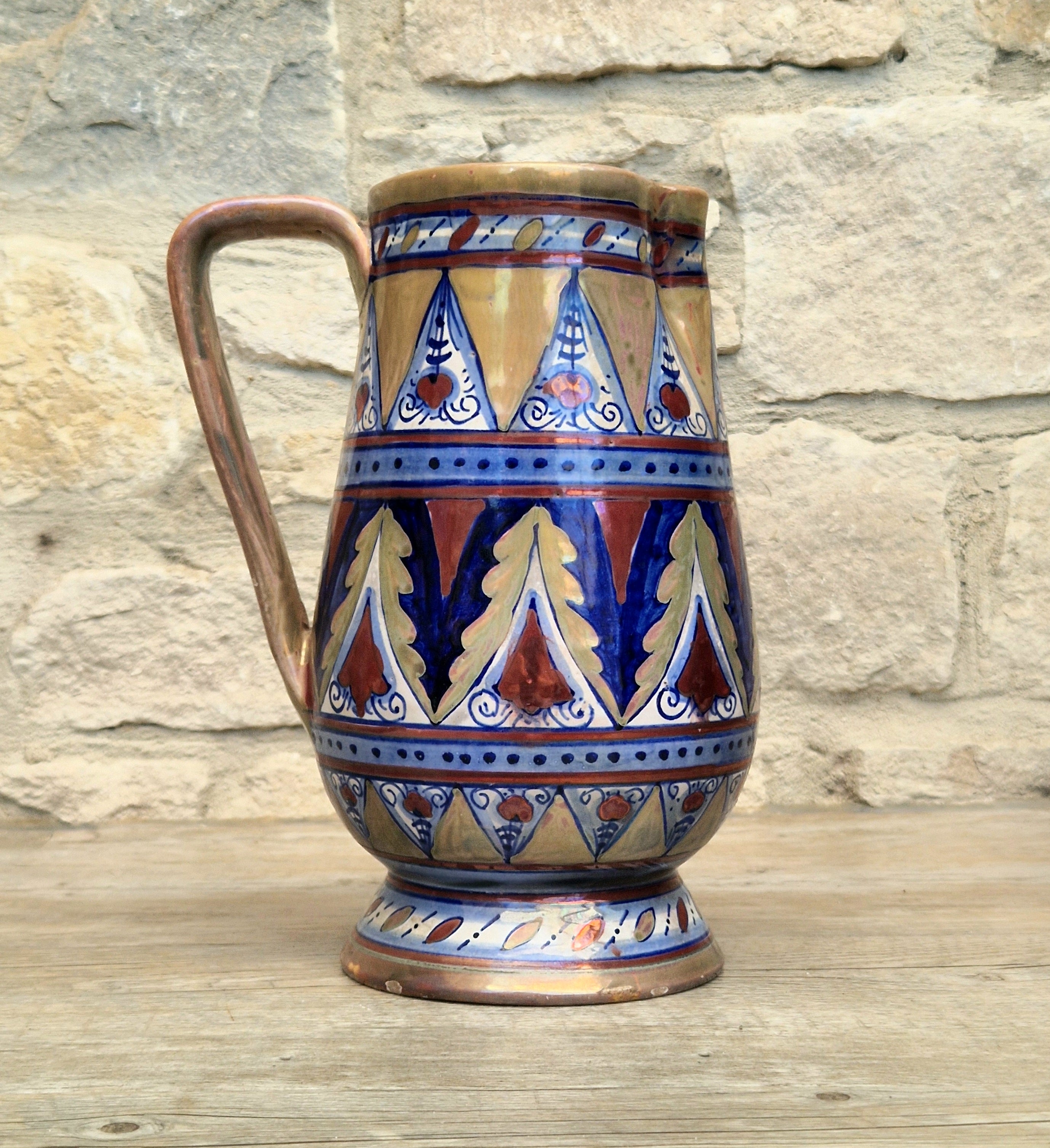 Art Deco Alberto Rubboli Italian Majolica Pitcher Jug Gualdo Tadino Italy Antique 1920