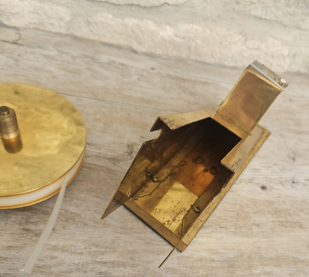 Vintage Postmodern Sculptural Brass Tape Dispenser TARNISHED Desktop Office Supply Art Collectible
