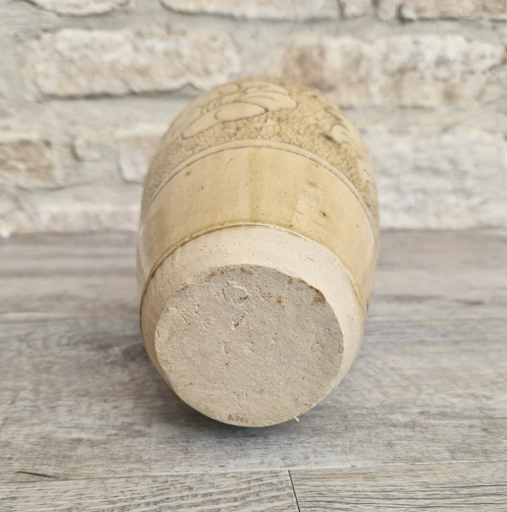 Large Chinese Cizhou Ware Meiping Style Stoneware Vase With Incised Floral Motif Design