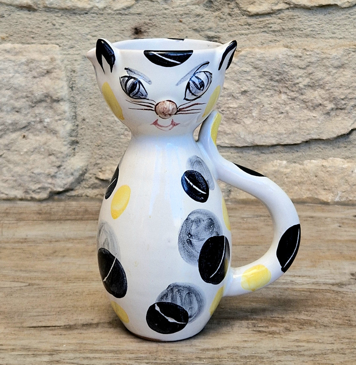 Vintage Italian Ceramic Handpainted Cat Jug 15.5cm