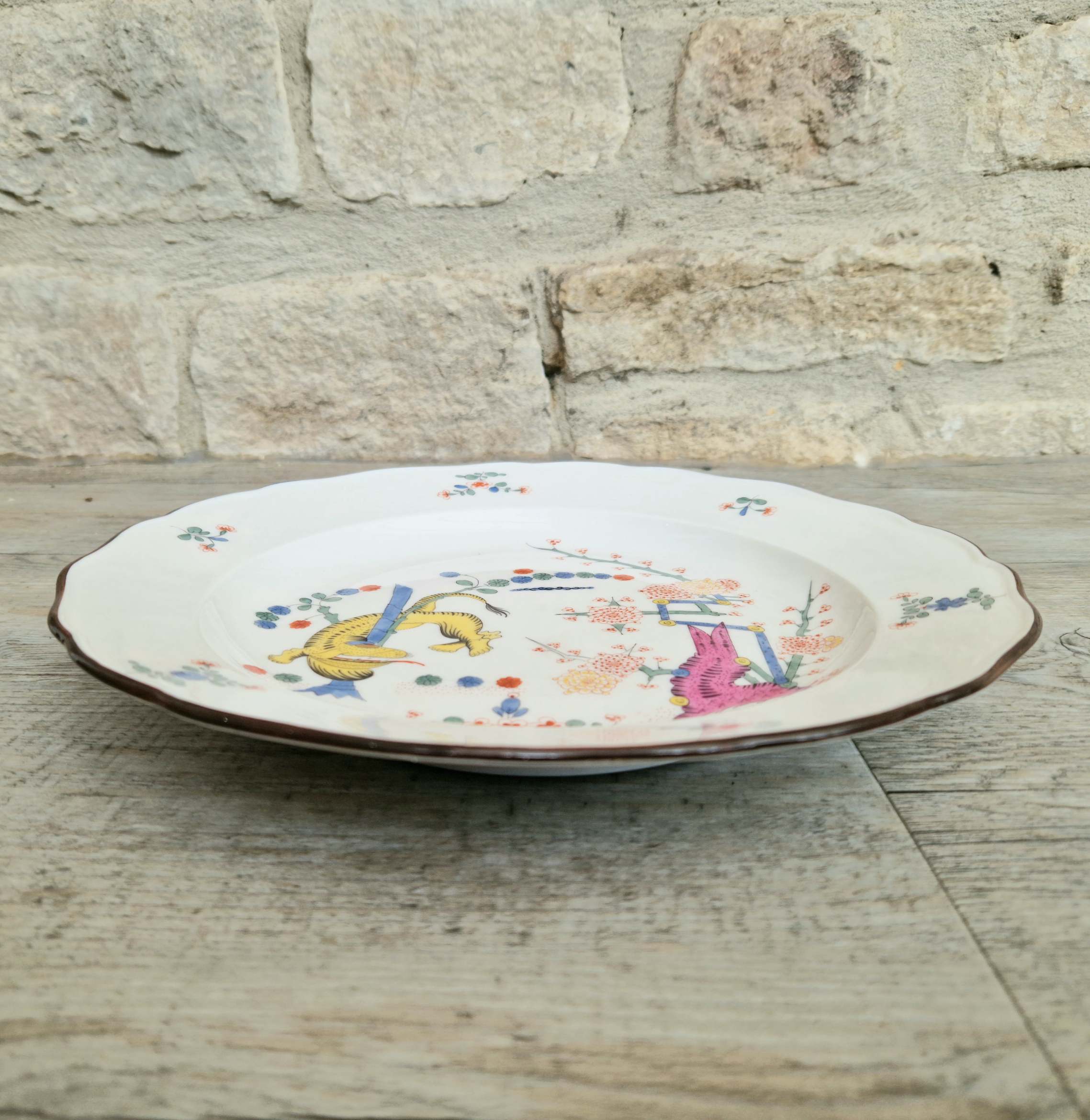 Antique MEISSEN KAKIEMON "Gelber Löwe" Yellow Tiger Pattern 1st Quality Plate 25cm