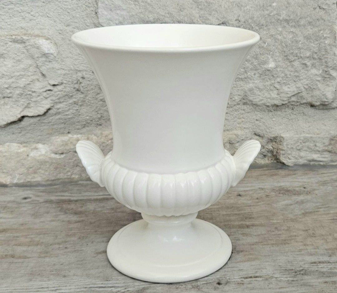 Vintage Wedgwood Moonstone Mantel Urn Vase 5 Inch Shell Handles Made in England Collectible Decor