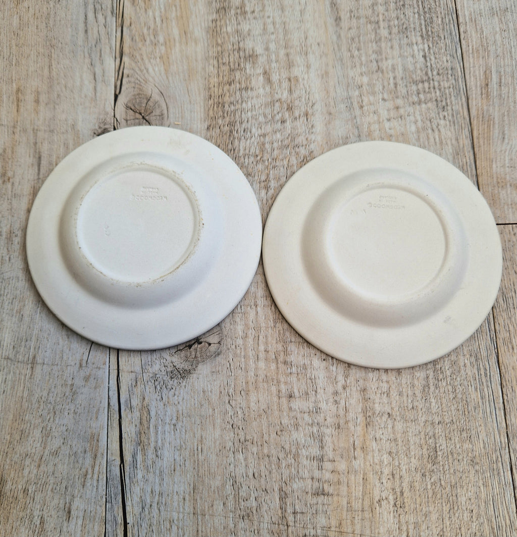Pair Wedgwood Reverse Blue on White Jasperware Neo-Classical Pin Tray Ashtrays Vintage