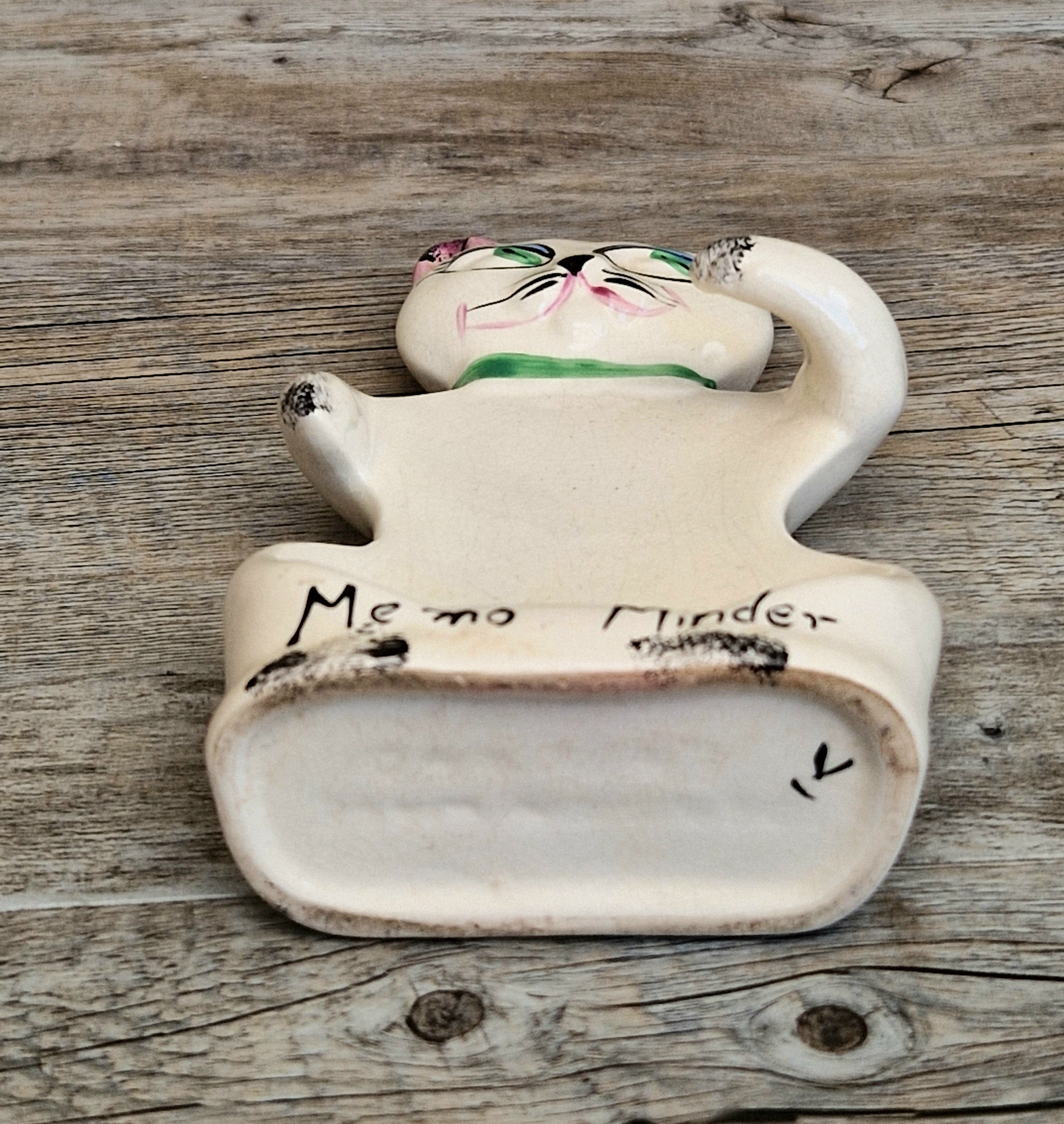 Cat Memo Minder Notepad Holder Midcentury Ceramic Stylised Cat Howard Holt Style