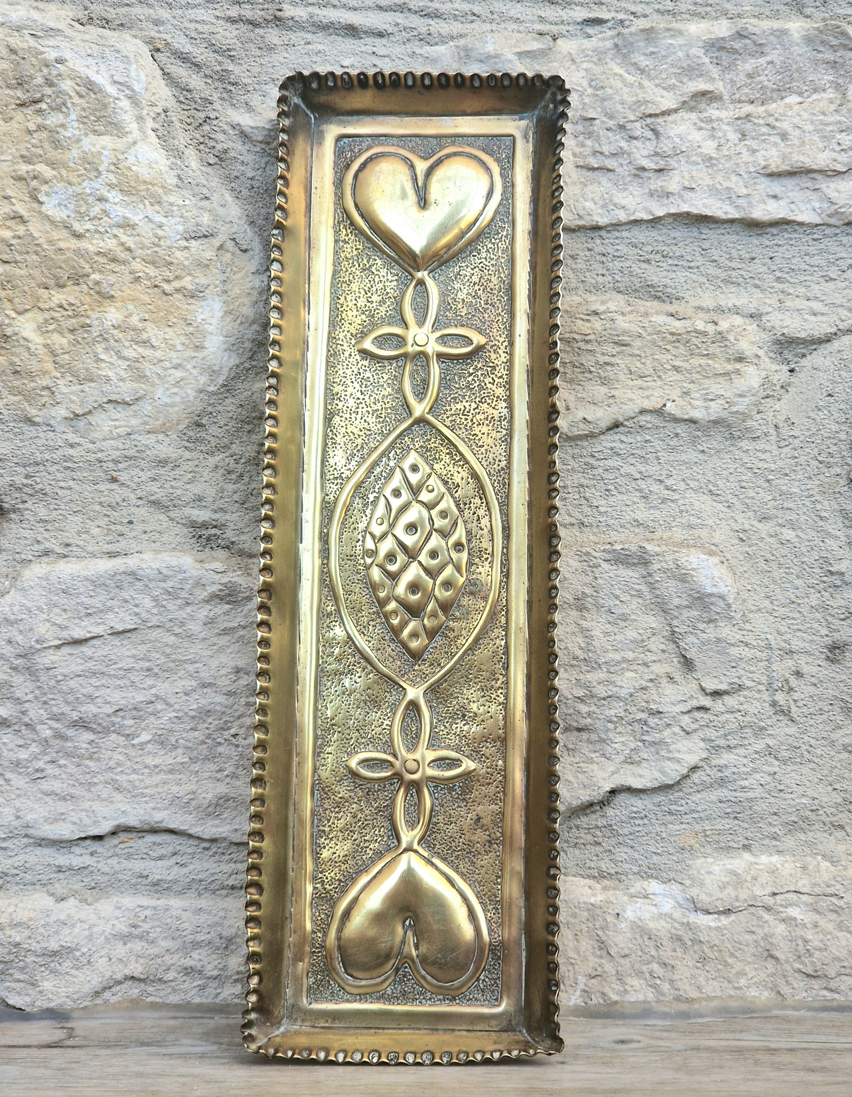 Antique Glasgow School Brass Pen Tray Margaret Gilmour Style Arts & Crafts Art Nouveau Tray
