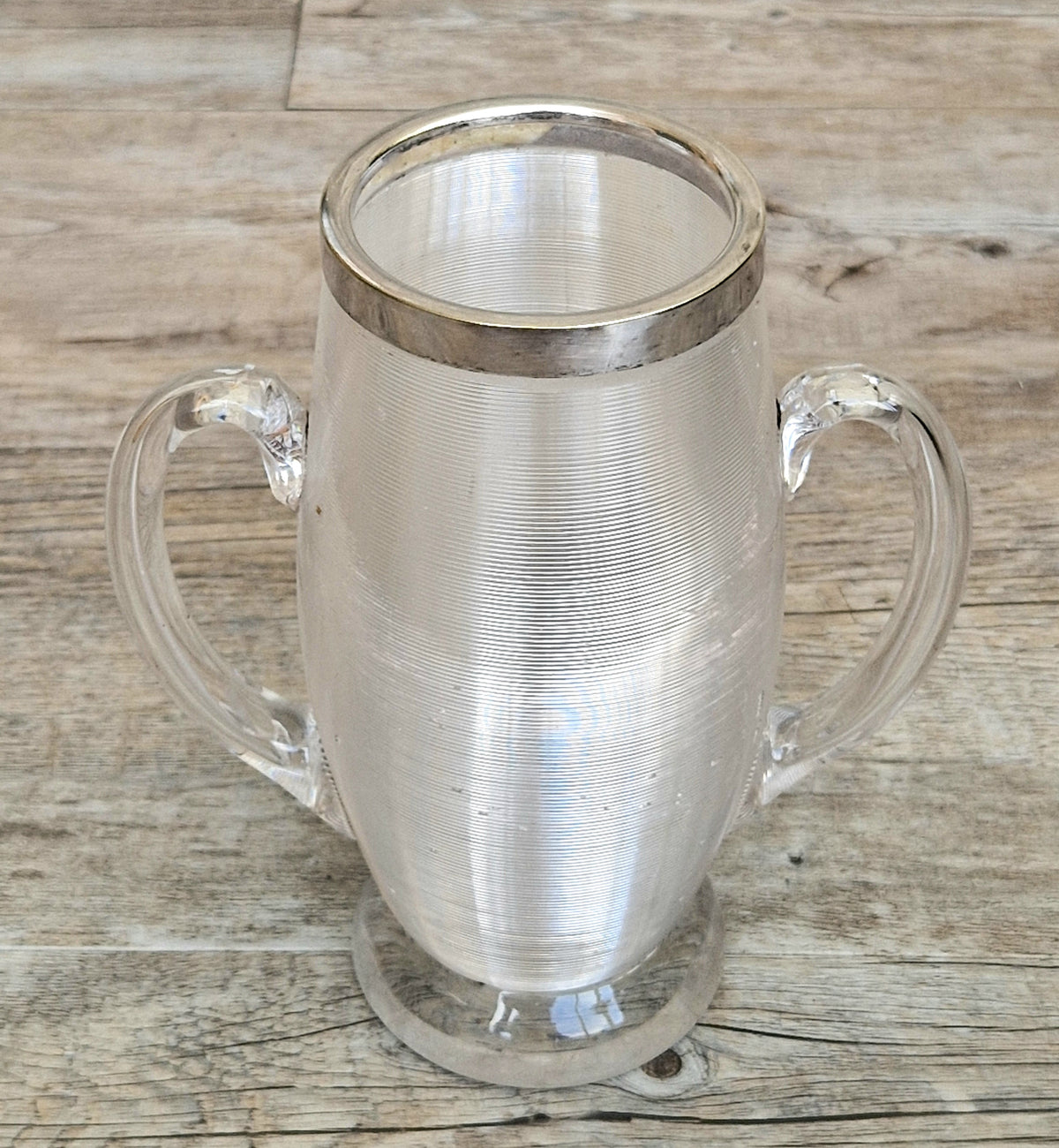 Antique Victorian Stevens & Williams Threaded Glass Twin Handled Vessel c.1900