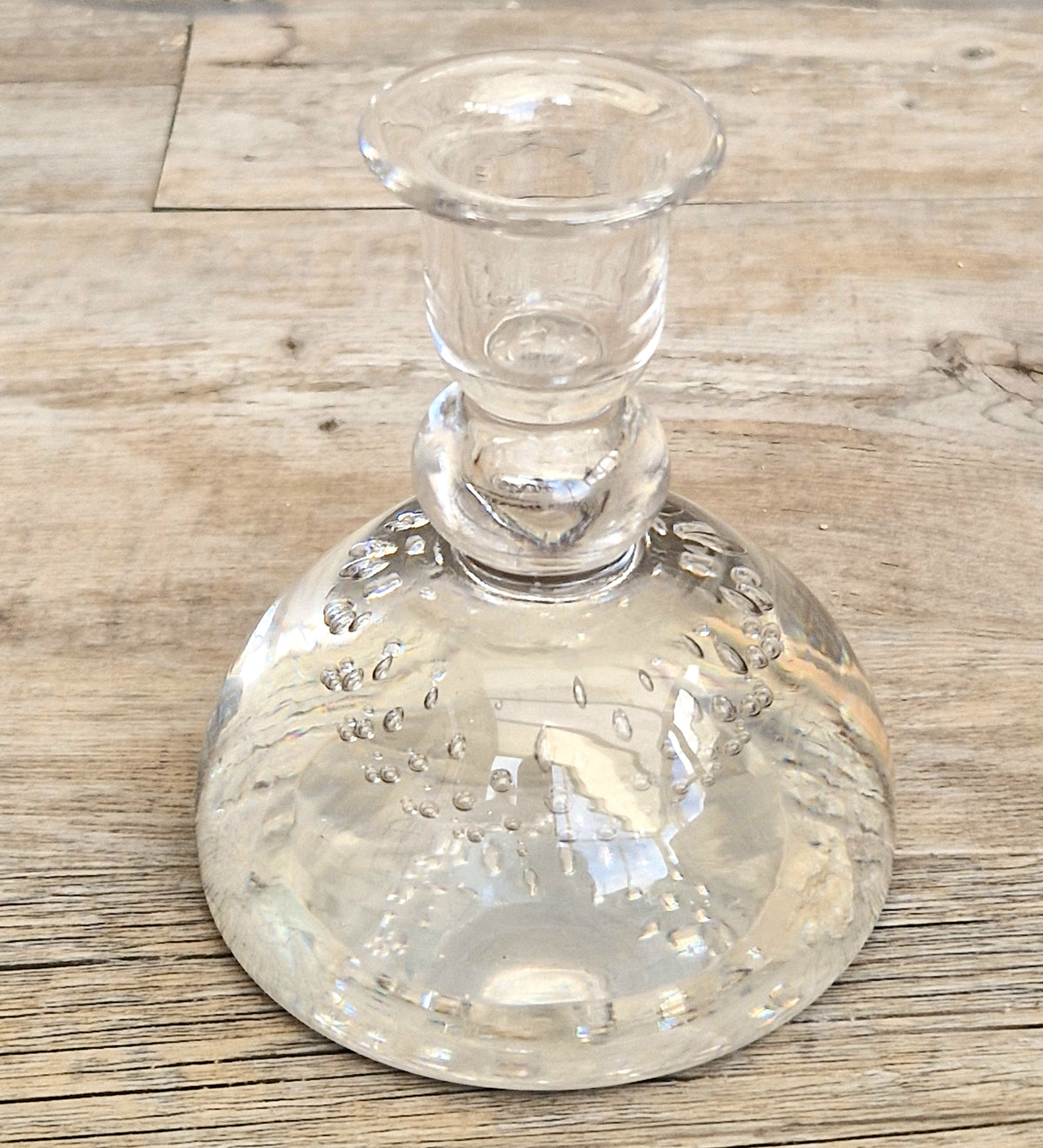 Rare Whitefriars 1940s Clear Controlled Bubble Candlestick 9318 William Wilson