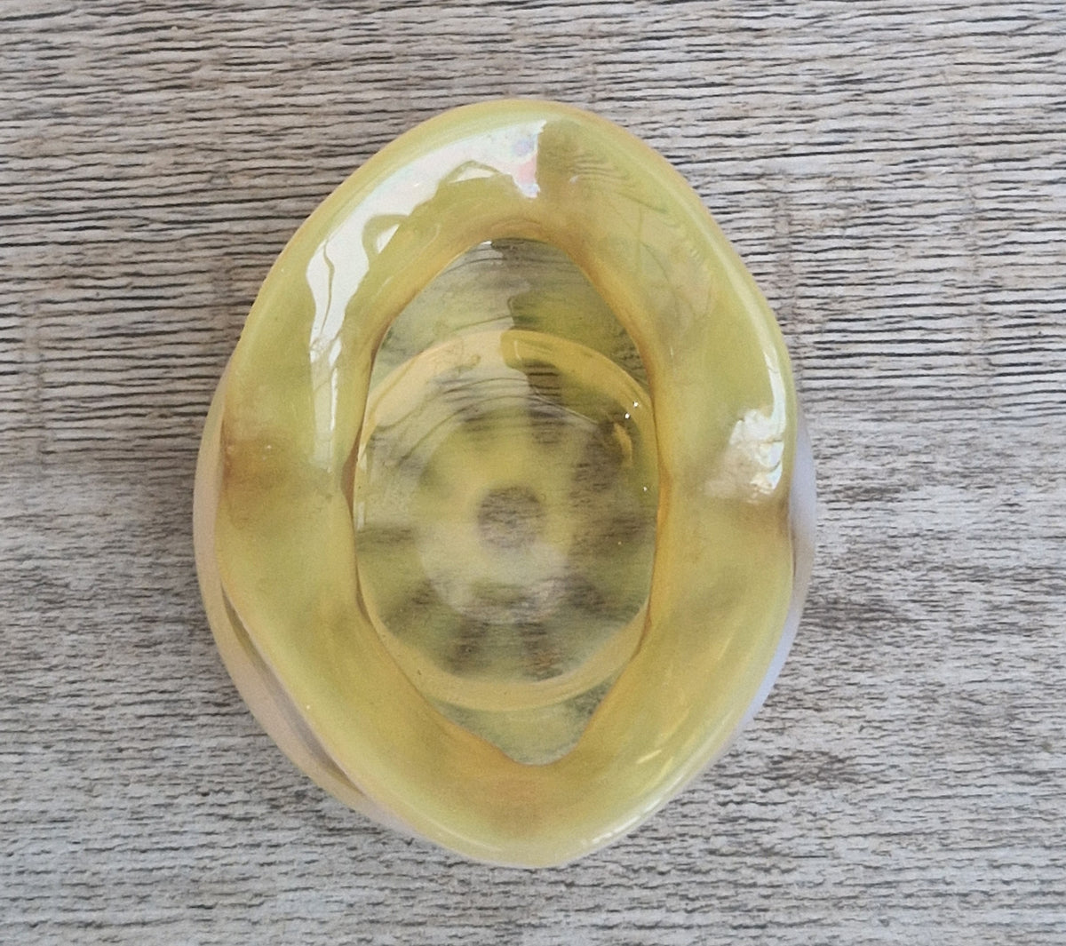 Antique Art Nouveau Monot Stumpf Pantin French Opalescent Glass Ruffled Open Salt Cellar Bowl