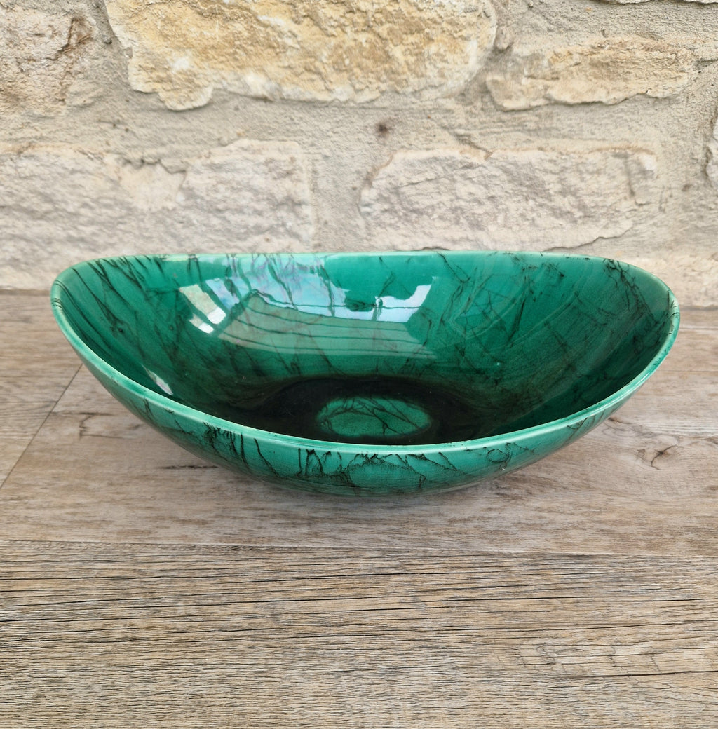 Very Rare Antique 1883 Wedgwood Malachite Glaze Large Centrepiece Fruitbowl 32cm x 22cm