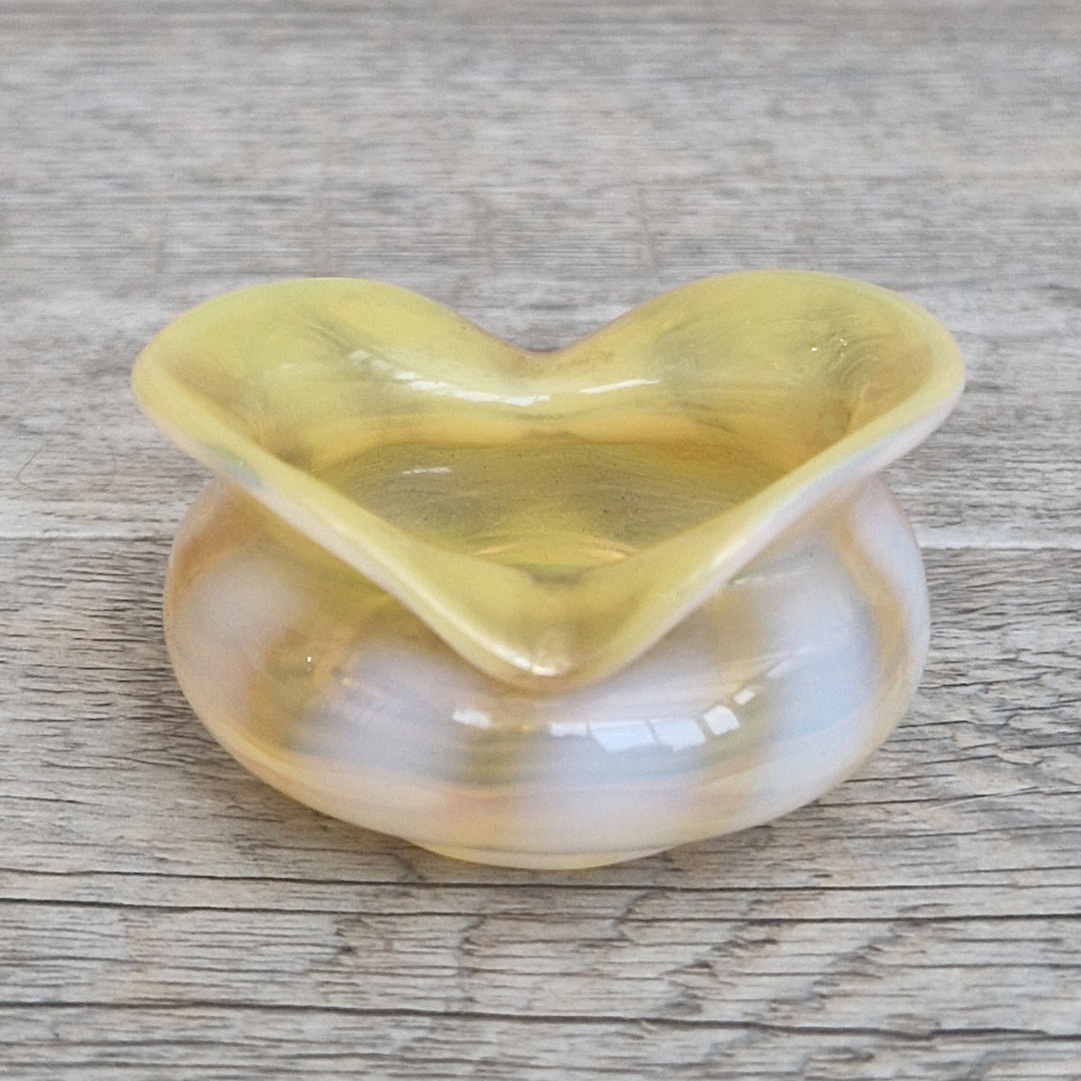 Antique Art Nouveau Monot Stumpf Pantin French Opalescent Glass Ruffled Open Salt Cellar Bowl