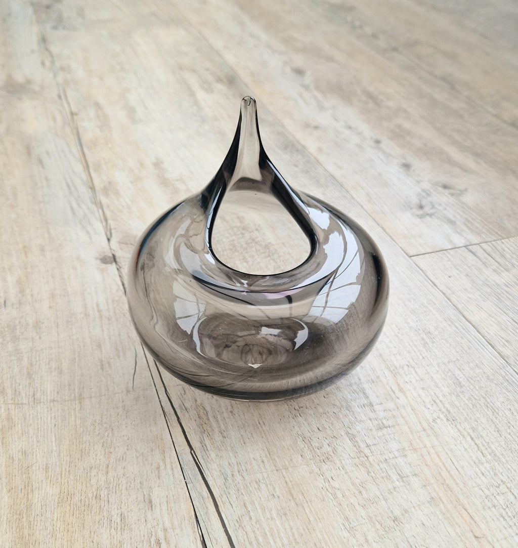 Mid Century Smoke Art Glass Space-age Round Beaked Vase