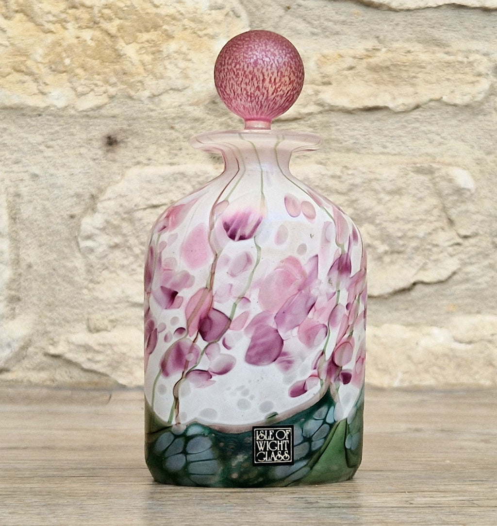 Isle Of Wight Glass Perfume Bottle, Lilac Flower Garden, Michael & Elizabeth Harris