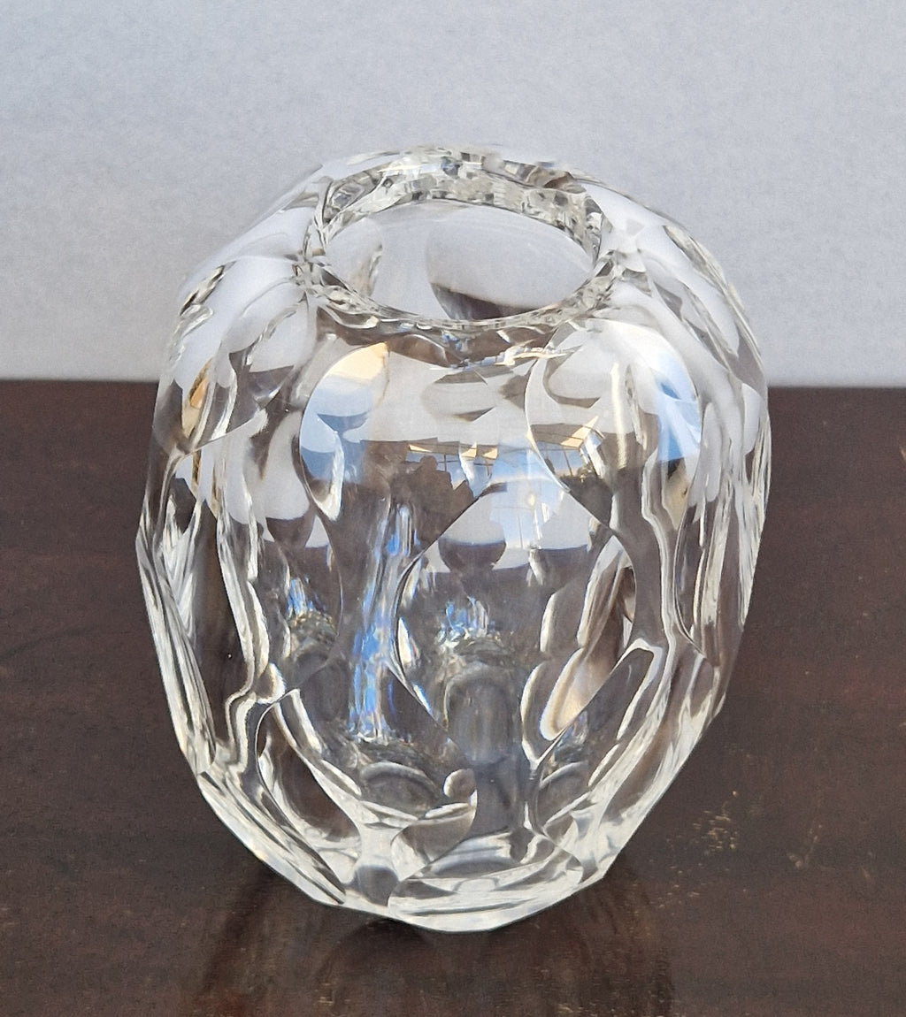 Antique 1930s Orrefors Sweden Sven Palmqvist Optic Cut Crystal Vase 1730/7 Art Deco