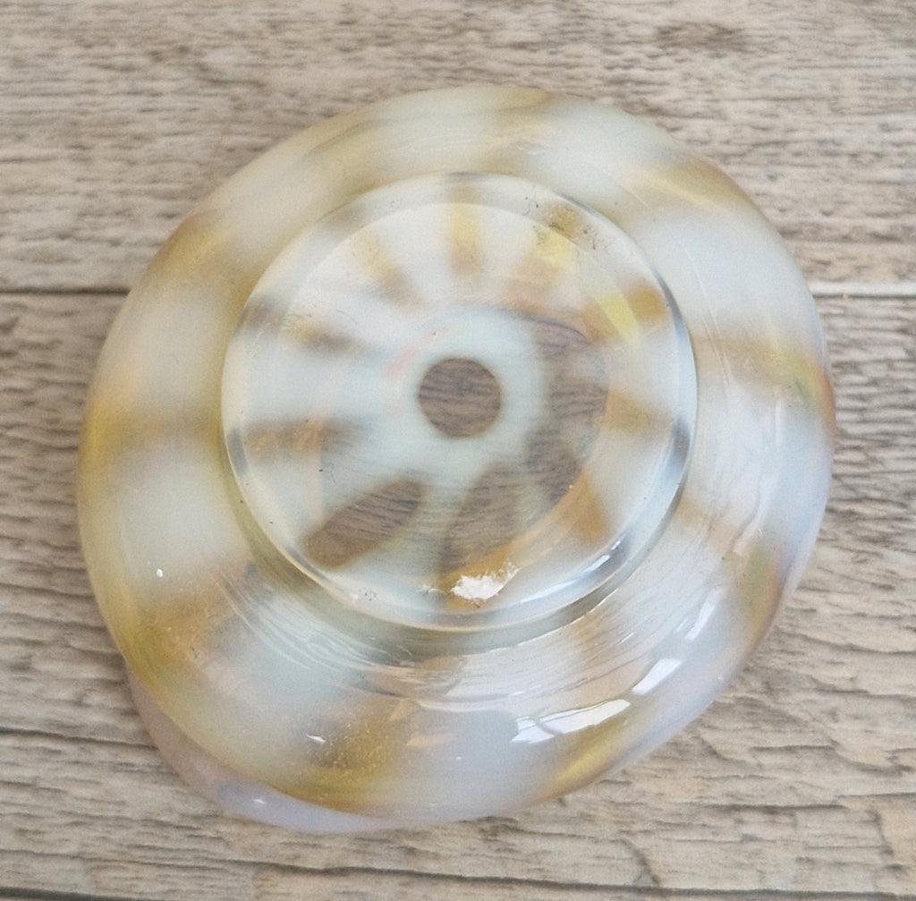 Antique Art Nouveau Monot Stumpf Pantin French Opalescent Glass Ruffled Open Salt Cellar Bowl