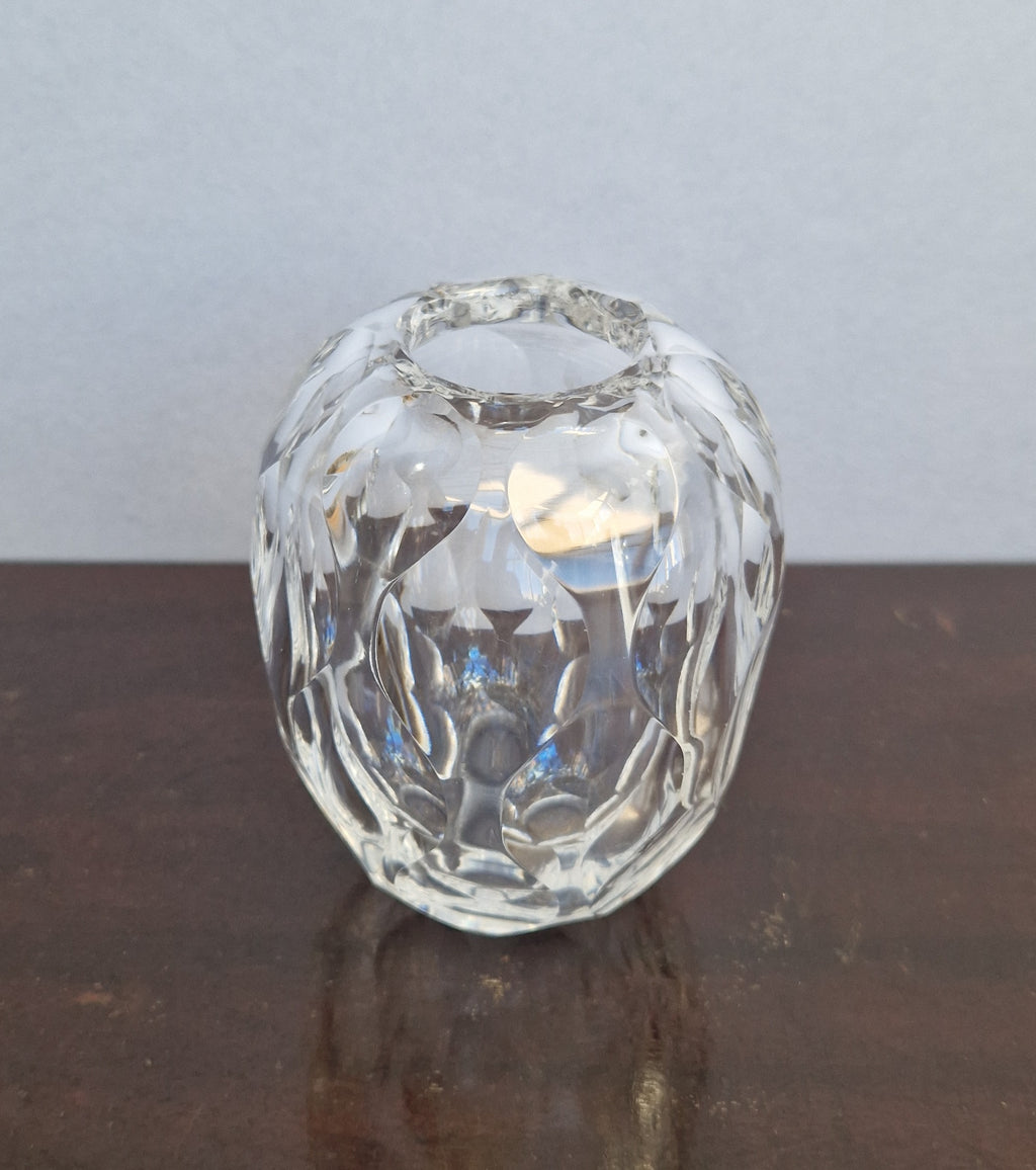 Antique 1930s Orrefors Sweden Sven Palmqvist Optic Cut Crystal Vase 1730/7 Art Deco