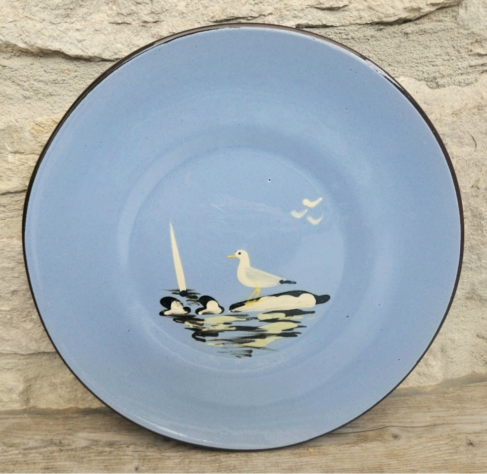 Vintage Seagull Plates Set of Four, Babacombe Pottery Devon England, coastal decor, collectible tableware 22cm Diameter