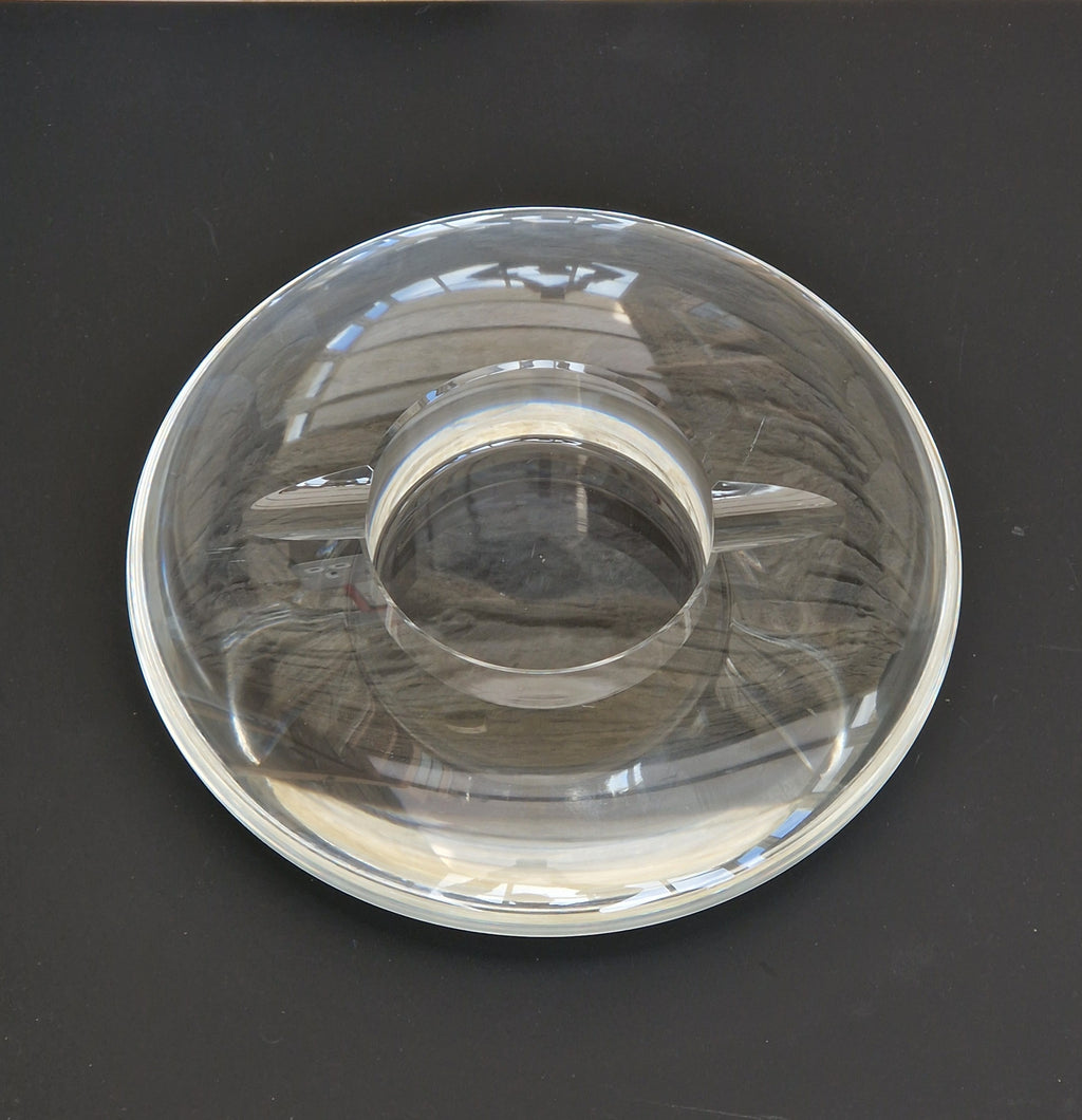 Heavy Clear Crystal Glass Discus Cigar Table Ashtray 23cm Diameter