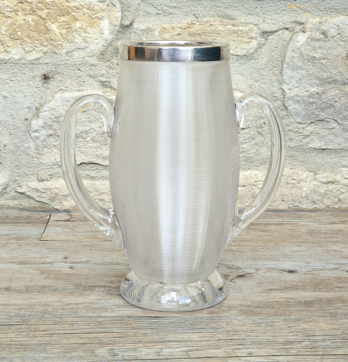 Antique Victorian Stevens & Williams Threaded Glass Twin Handled Vessel c.1900