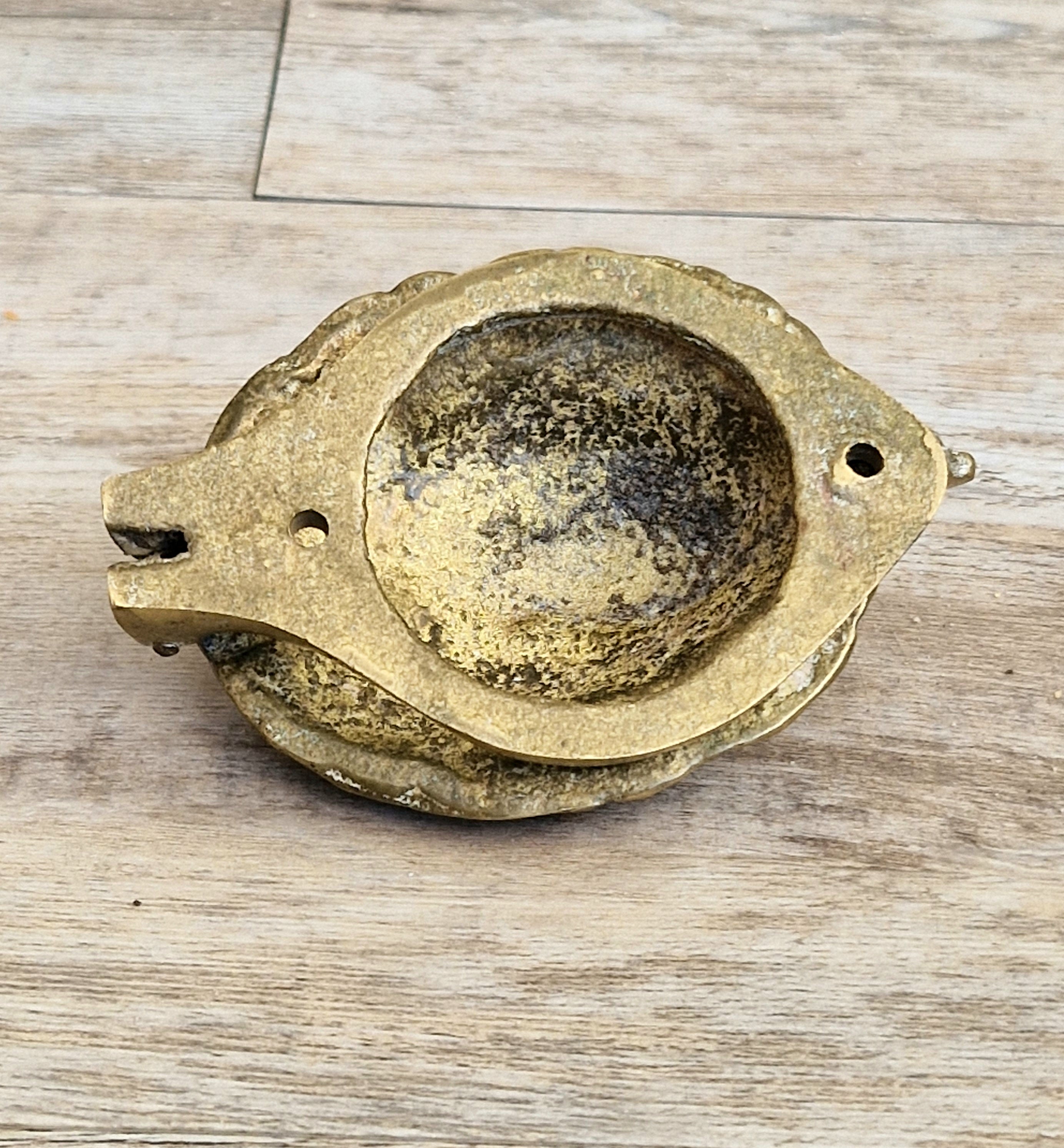 Heavy Cast Brass Small Lion Head Mask Classical Door Knocker 10cm Vintage Decor
