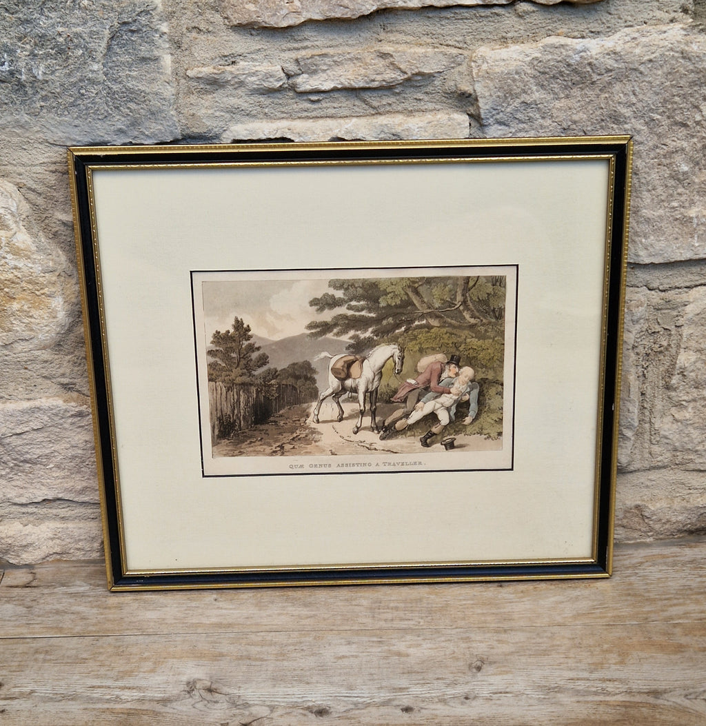 Thomas Rowlandson Lithograph Print 'Quae Genus Assisting A Traveller' Framed Wall Art