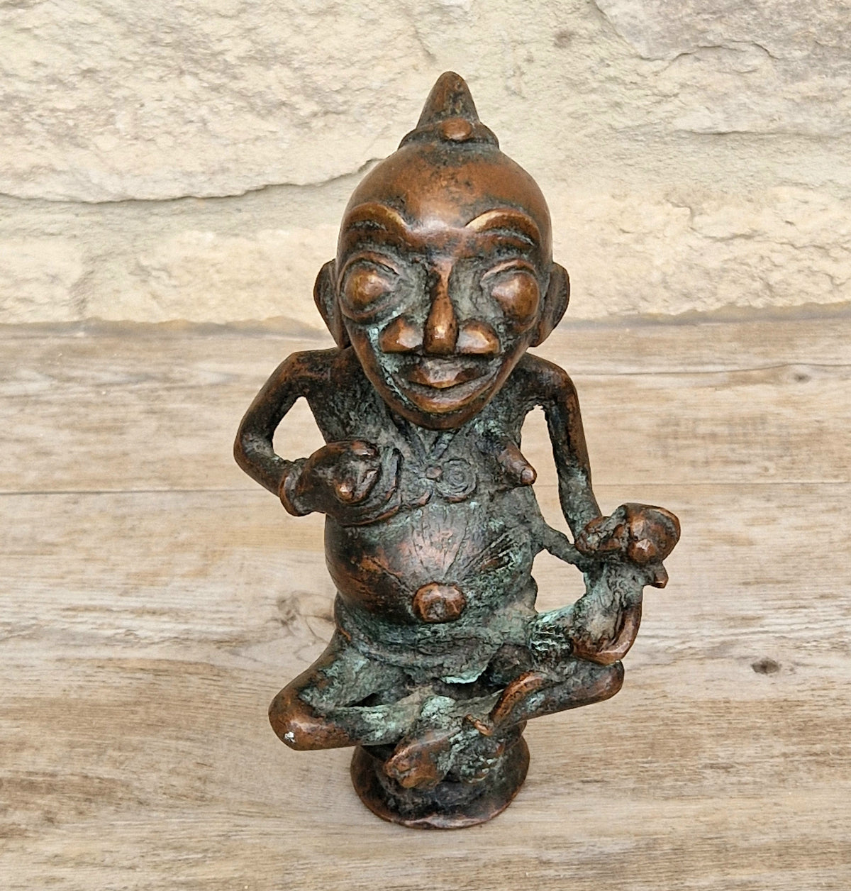 Antique African Tikar Cameroon Cast Bronze Fertility Motherhood Maternity Figure Statue