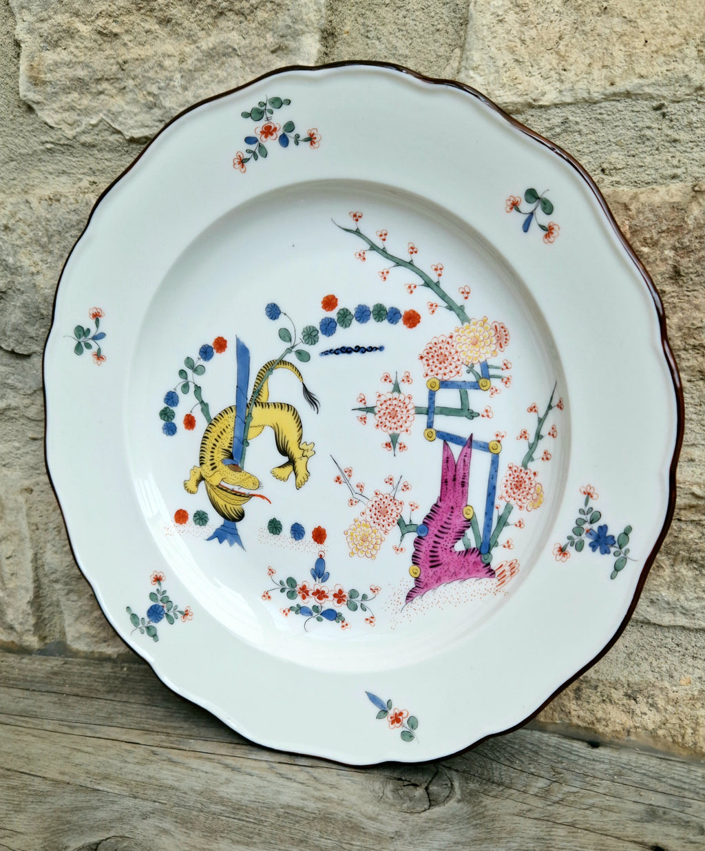 Antique MEISSEN KAKIEMON "Gelber Löwe" Yellow Tiger Pattern 1st Quality Plate 25cm