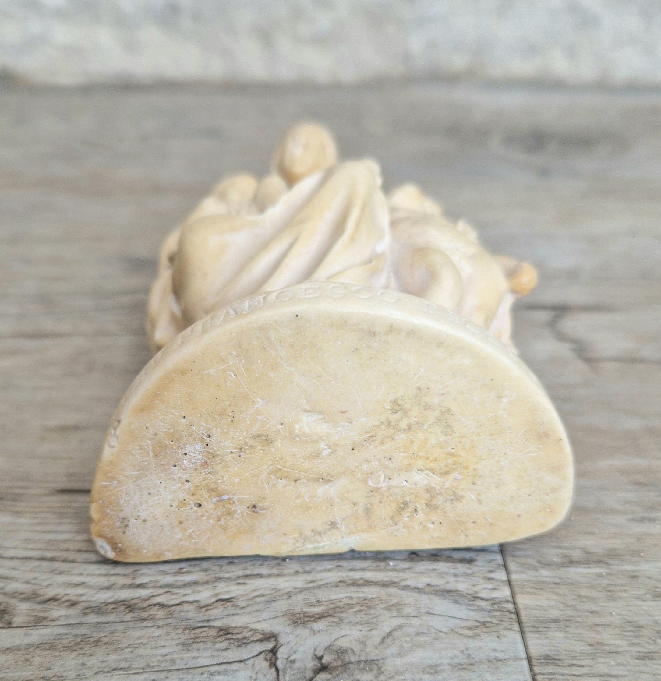 19th Century Antique Meerschaum Figurine Madonna & Child, St John Cherub. Hand-Carved Italian Grand Tour.