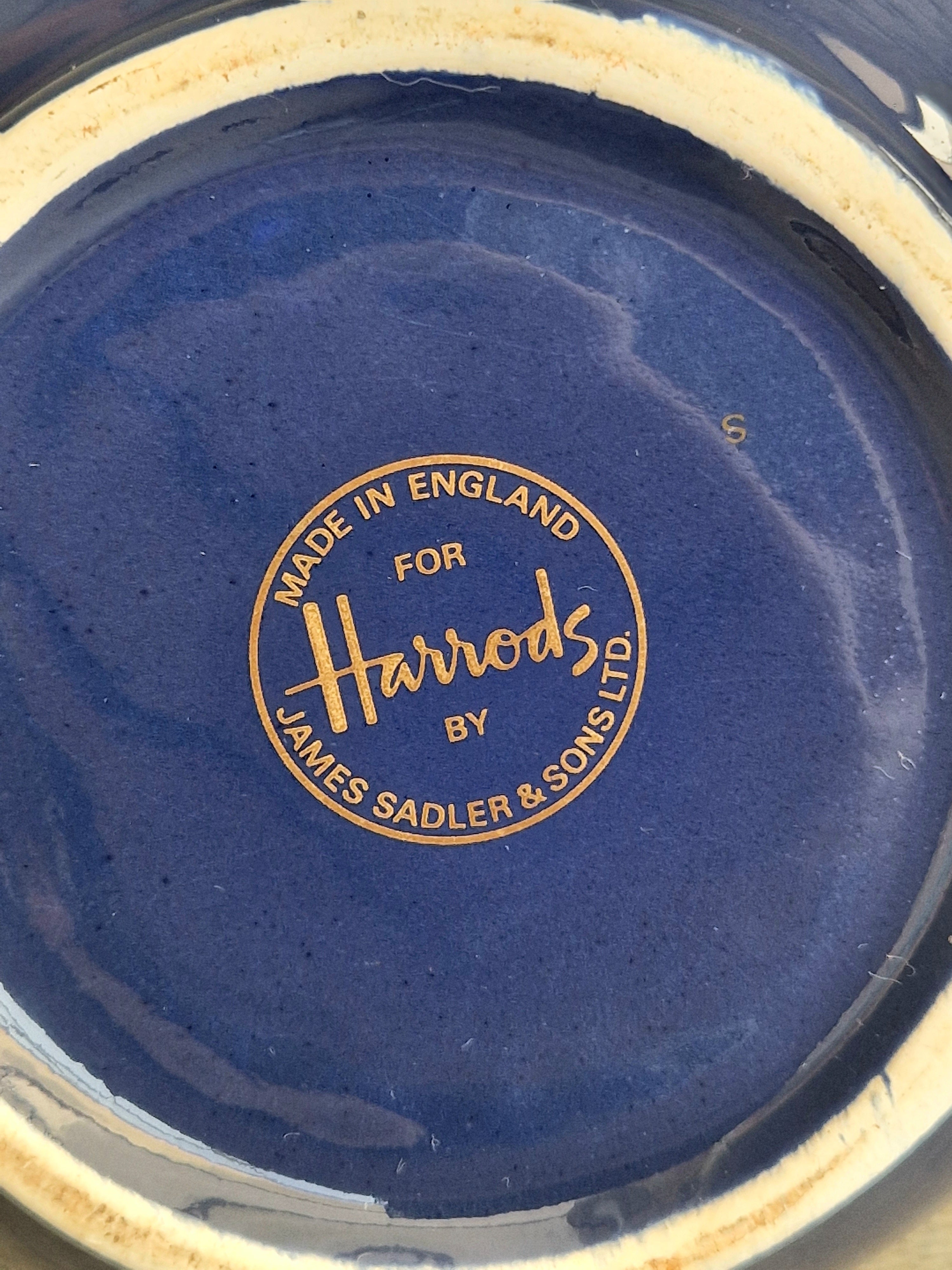 Harrods London Teapot Large Blue 2 Pint Sadler Made in England Vintage Collectible Kitchenware