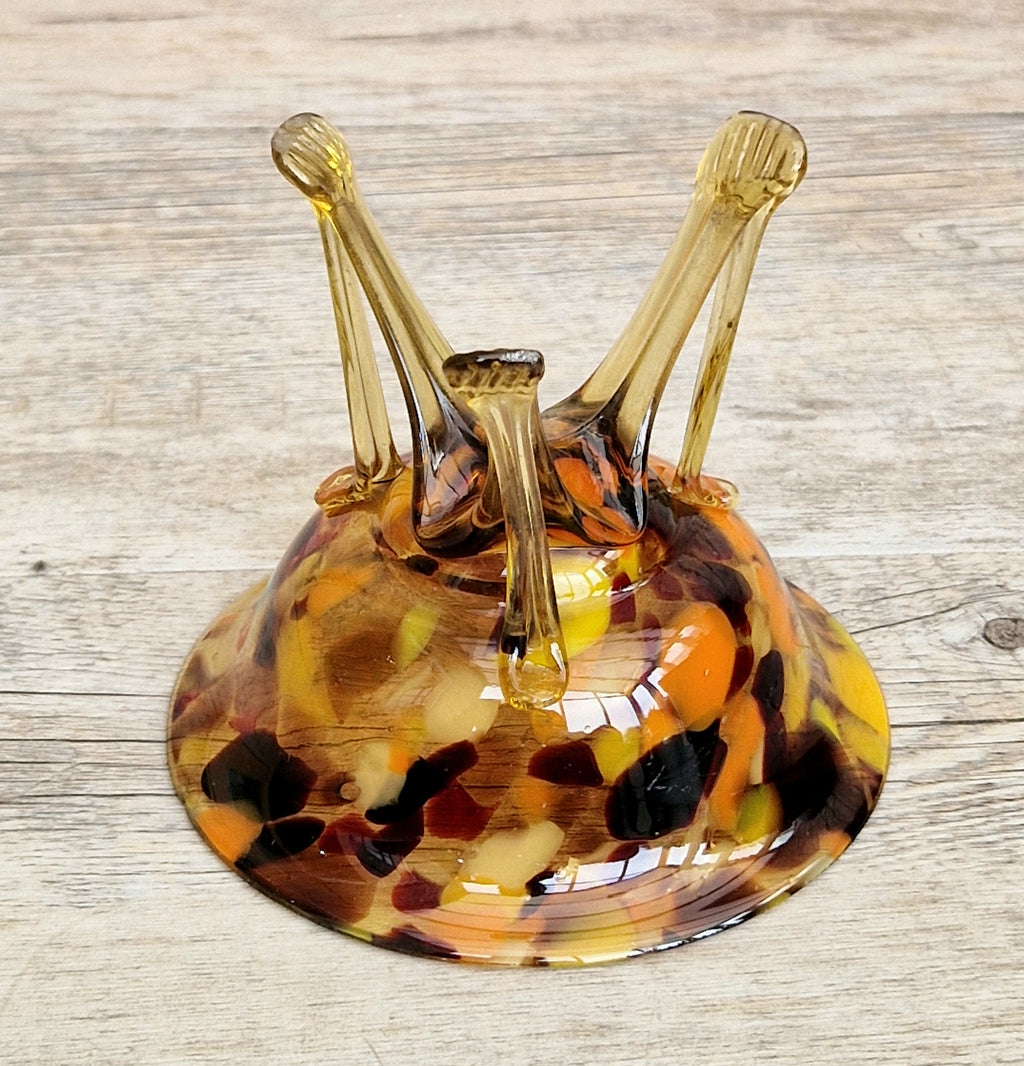 Vintage Italian Style Art Glass Bowl Confetti Glass Three Legged Tripod Bowl