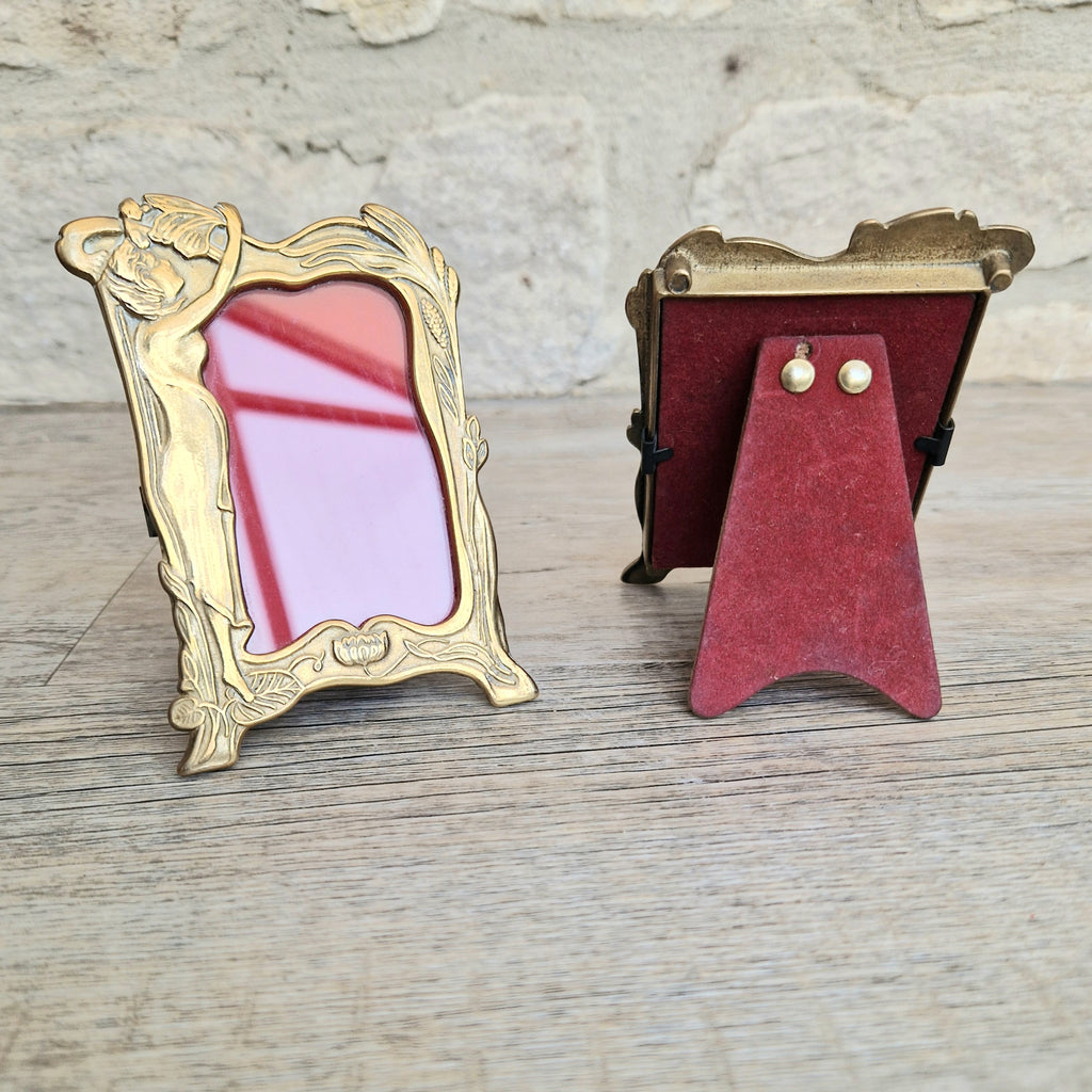 Pair of Art Deco Small Solid Brass Photo Frames