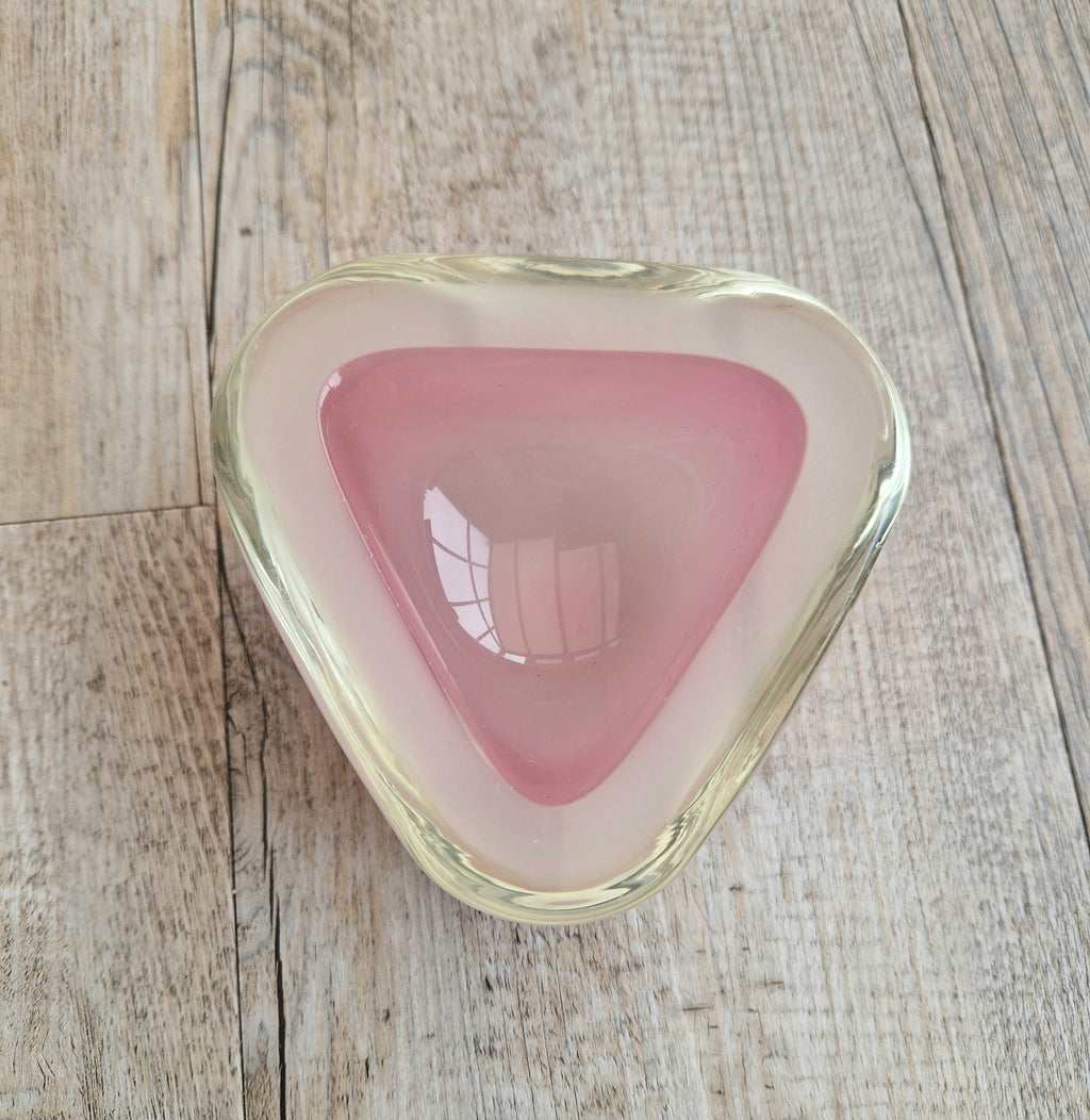 Archimede Seguso Opaline Pink Geode Bowl Murano Glass 1950's Italy