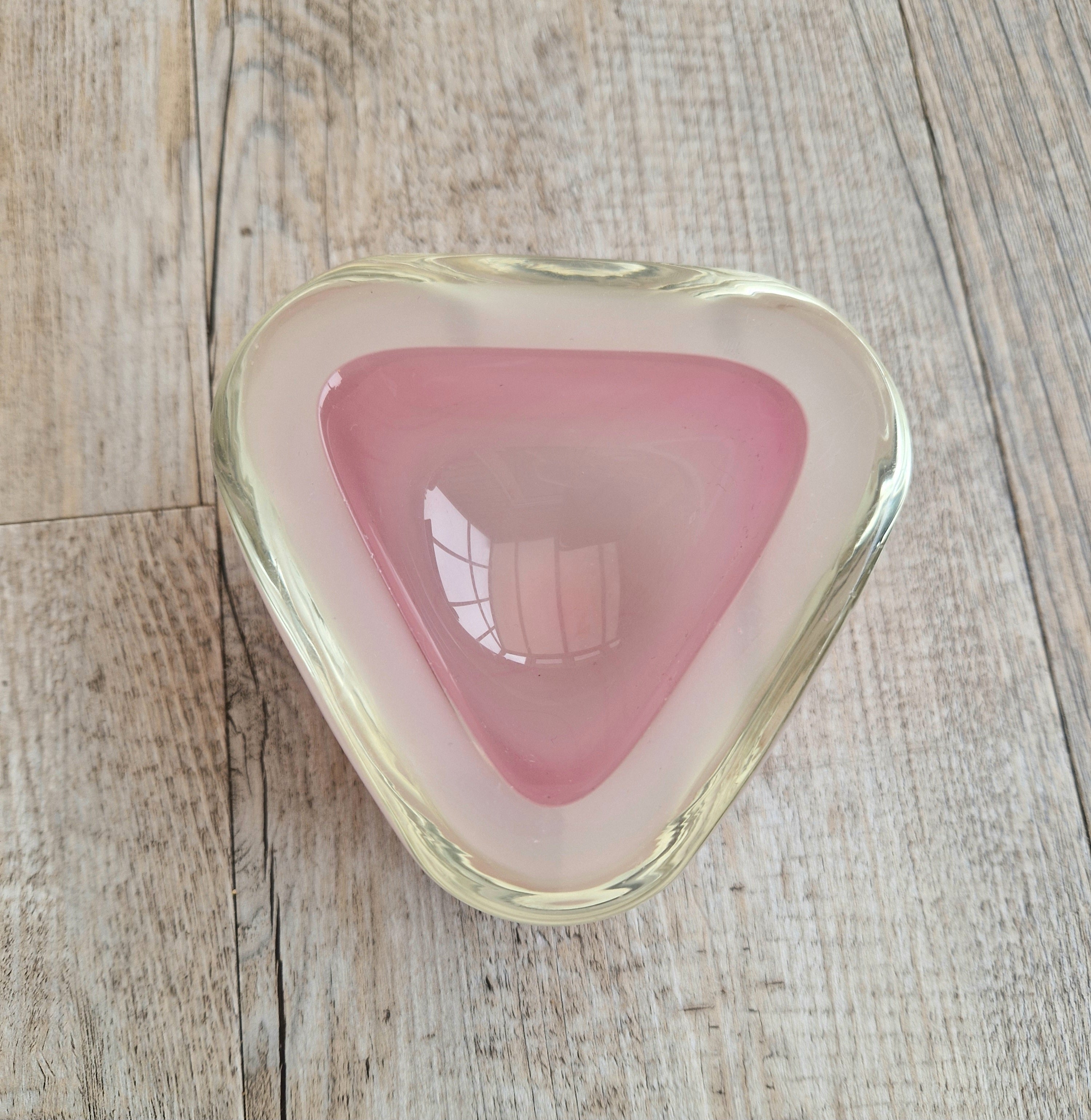 Archimede Seguso Opaline Pink Geode Bowl Murano Glass 1950's Italy